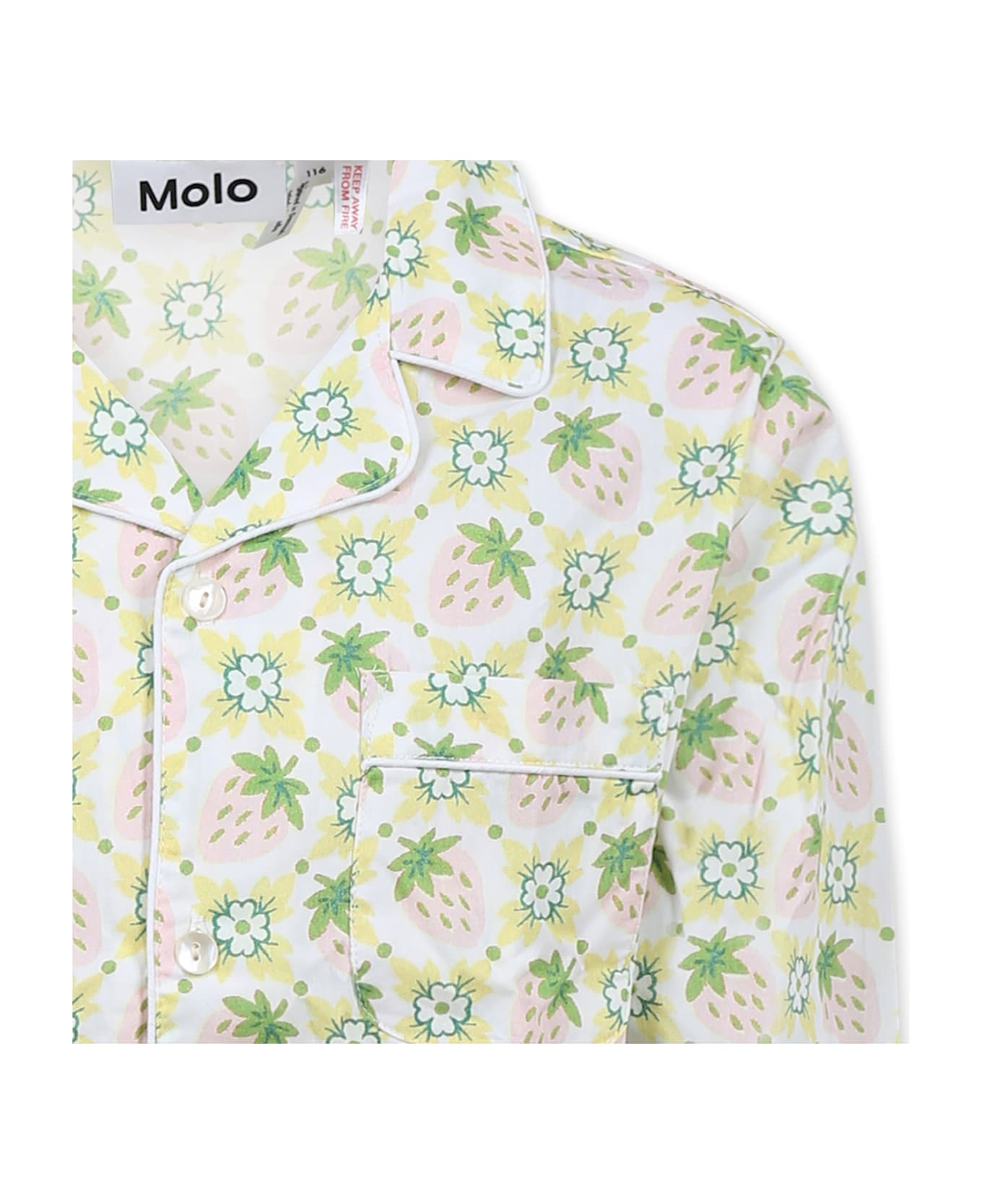 Molo Ivory Pyjamas For Girl With Strawberry - Ivory