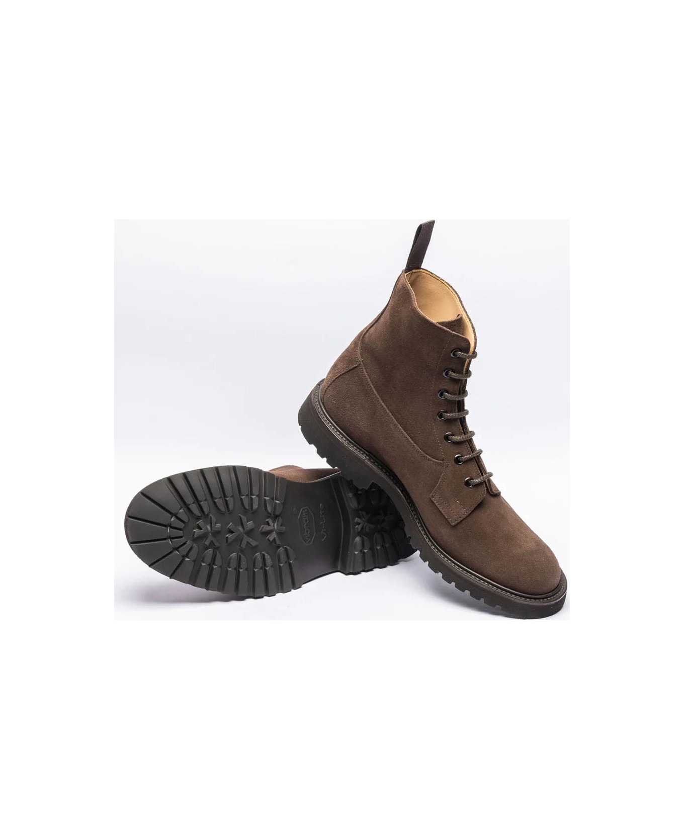 Tricker's Burford Brown Suede Lace-up Boot Vibram Sole - Marrone ブーツ