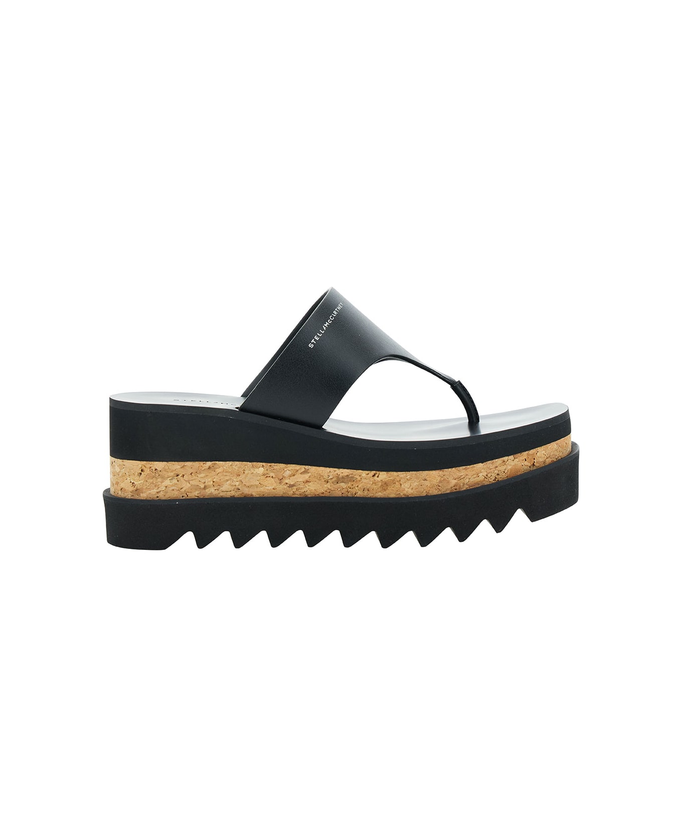 Stella McCartney Black Thong Sandals With Sneak-elyse Platform In Eco Leather Woman - Black
