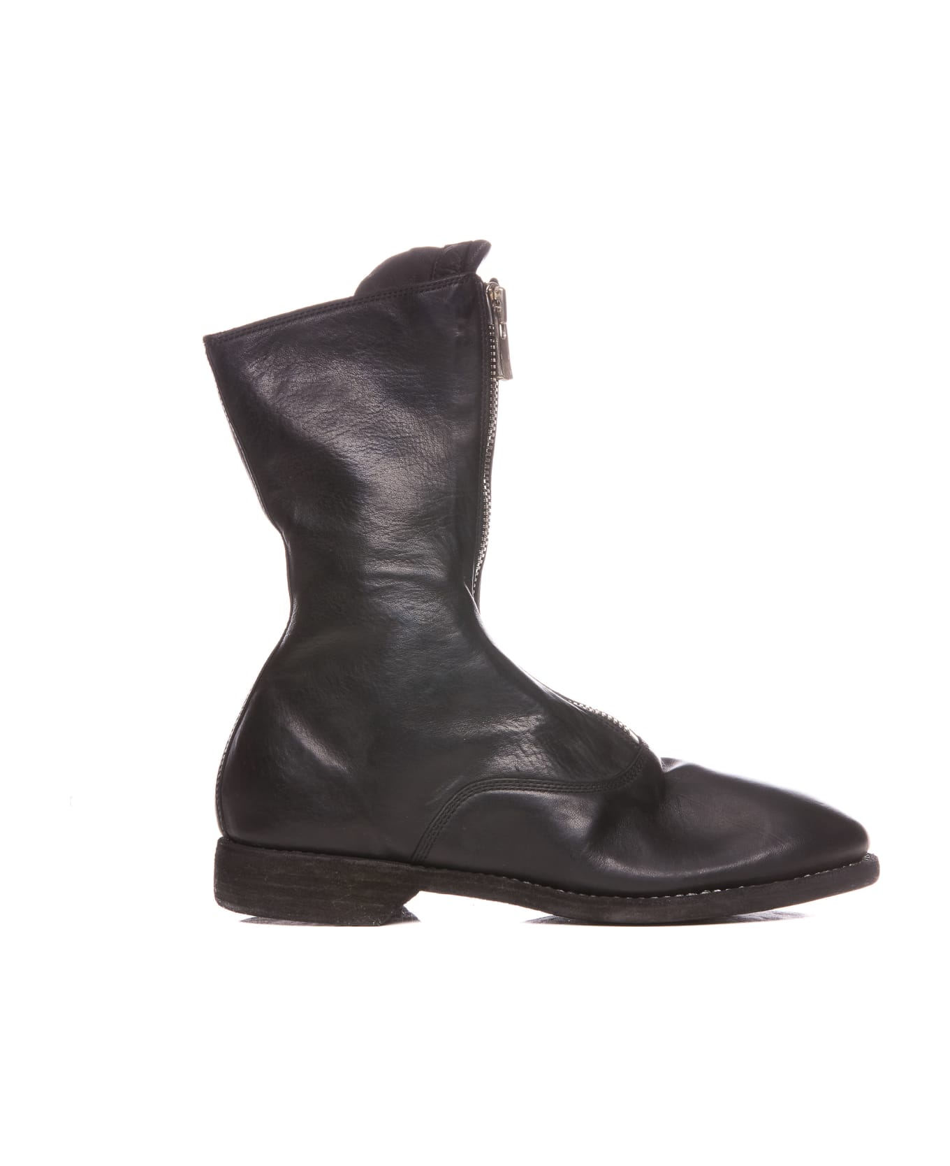 Guidi Front Zip Army Boots - Black