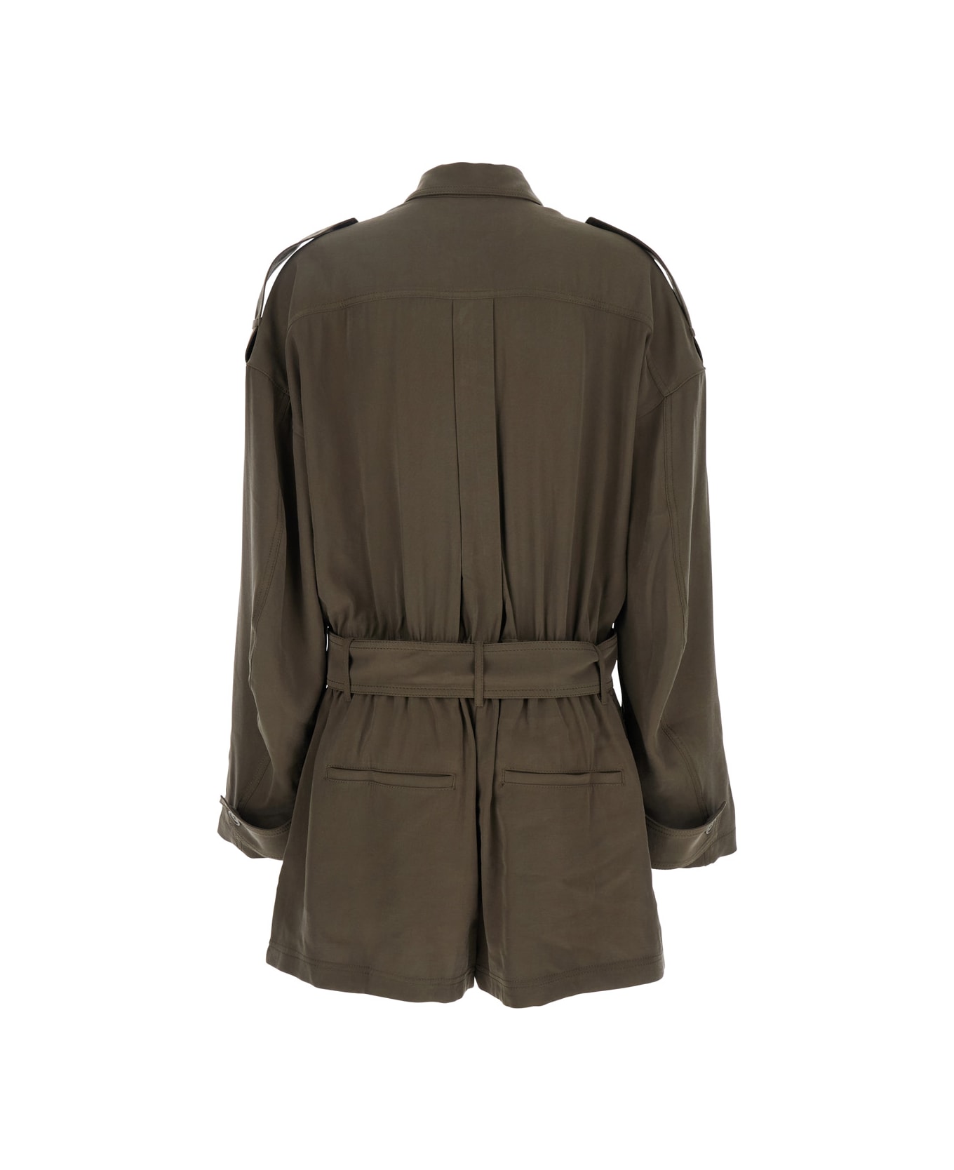 The Andamane 
vania
 Brown Jumpsuit With Classic Collar And Adjustable And Removable Belt In Viscose Blend Woman - Green
