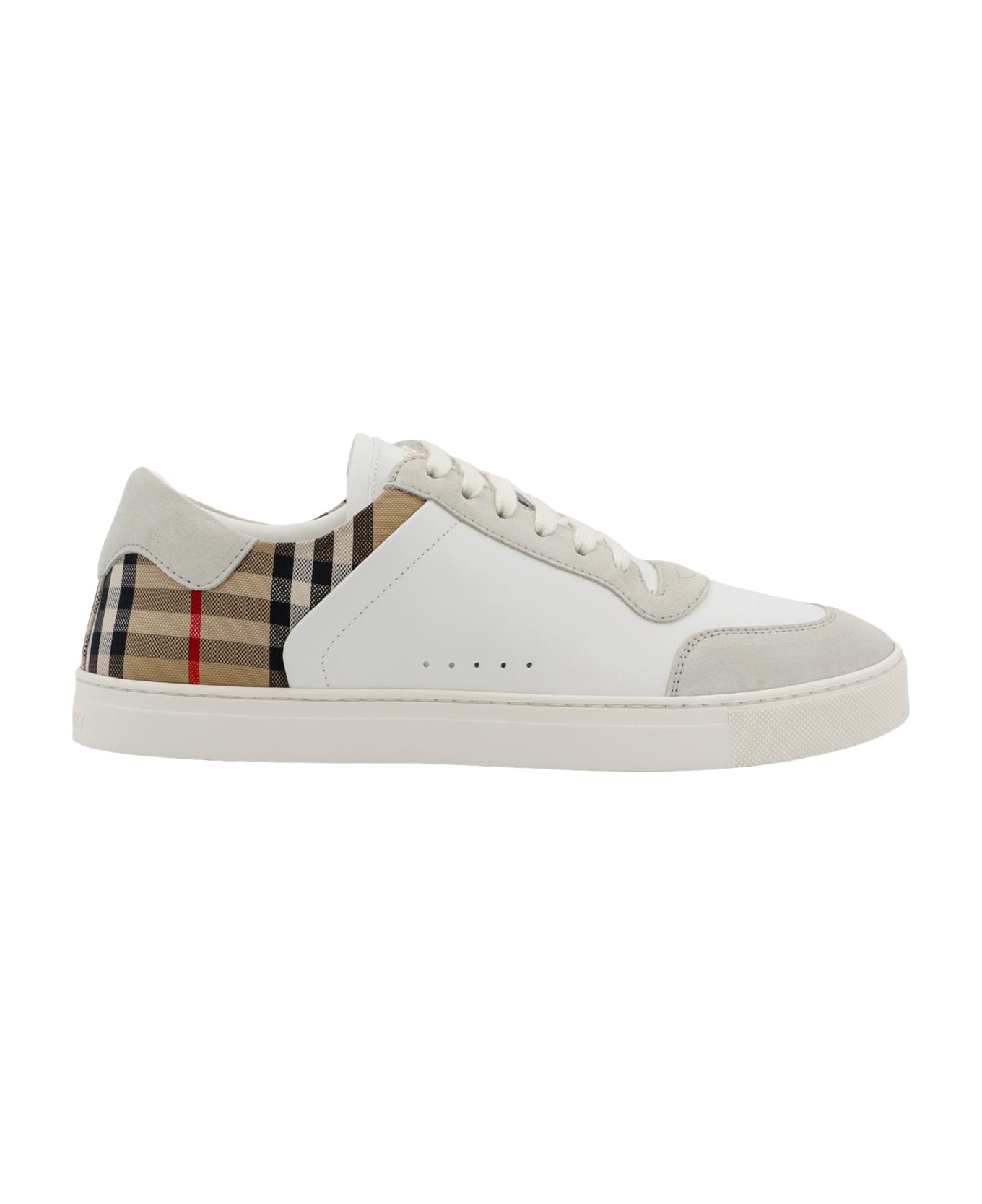 Burberry Multicolor Suede And Leather Sneakers - White