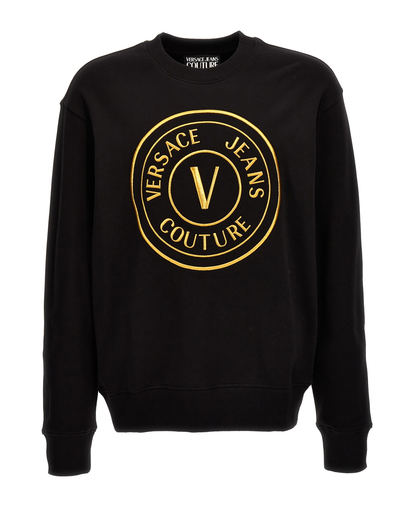 Versace Jeans Couture Logo Embroidered Rib Sweatshirt - BLACK/GOLD