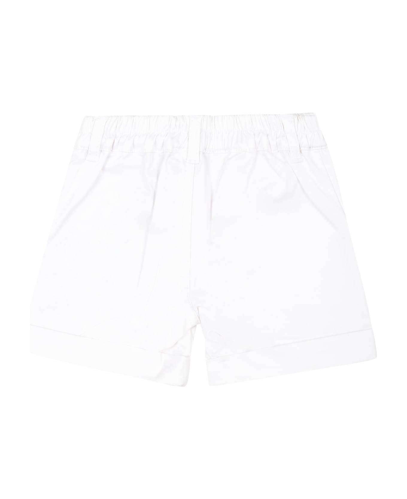 Moschino White Shorts For Baby Boy With Teddy Bear And Logo - White