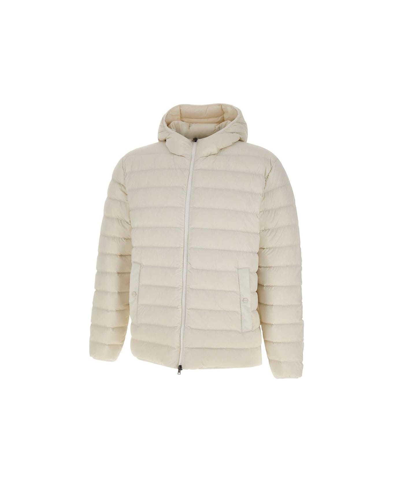 Herno Hooded Quilted Zip-up Down Jacket - White