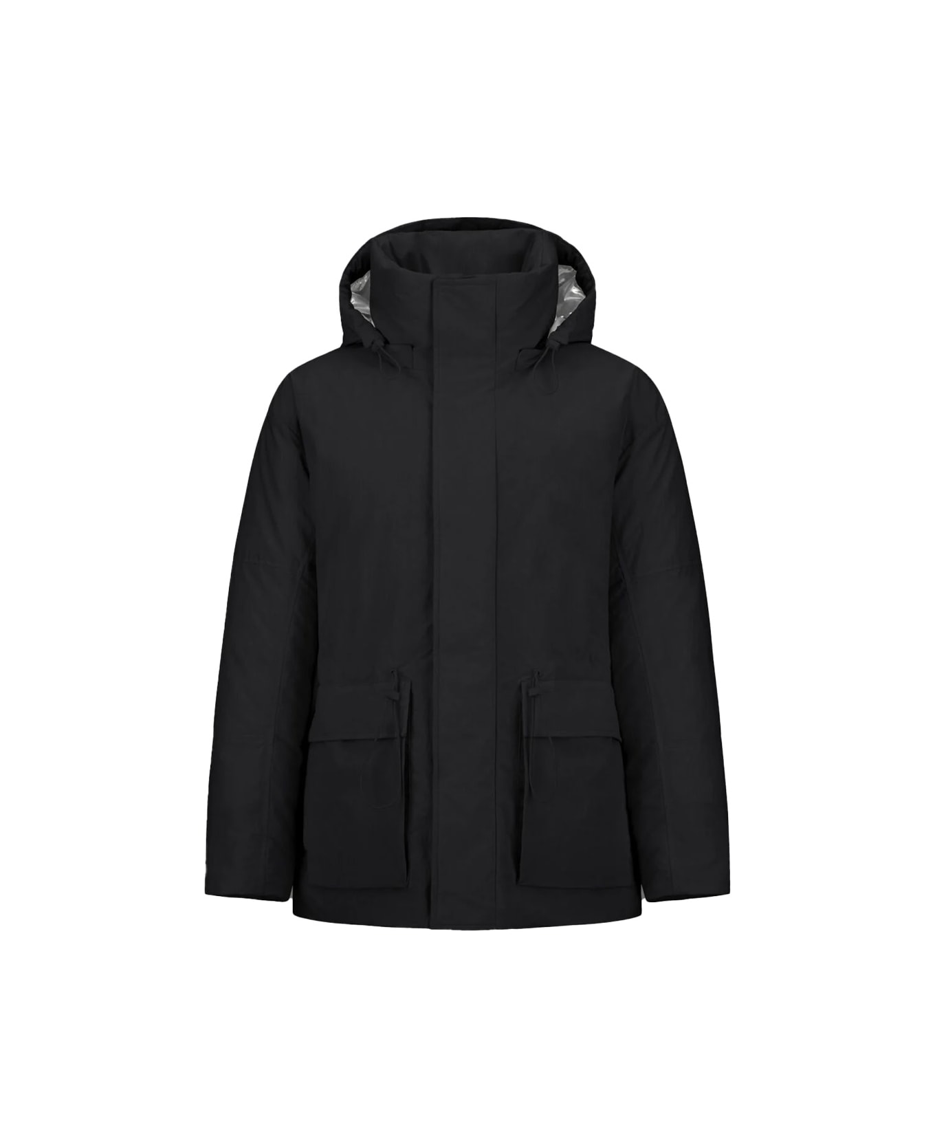 Herno Laminar "crinkle Metallic" Parka - BLACK コート