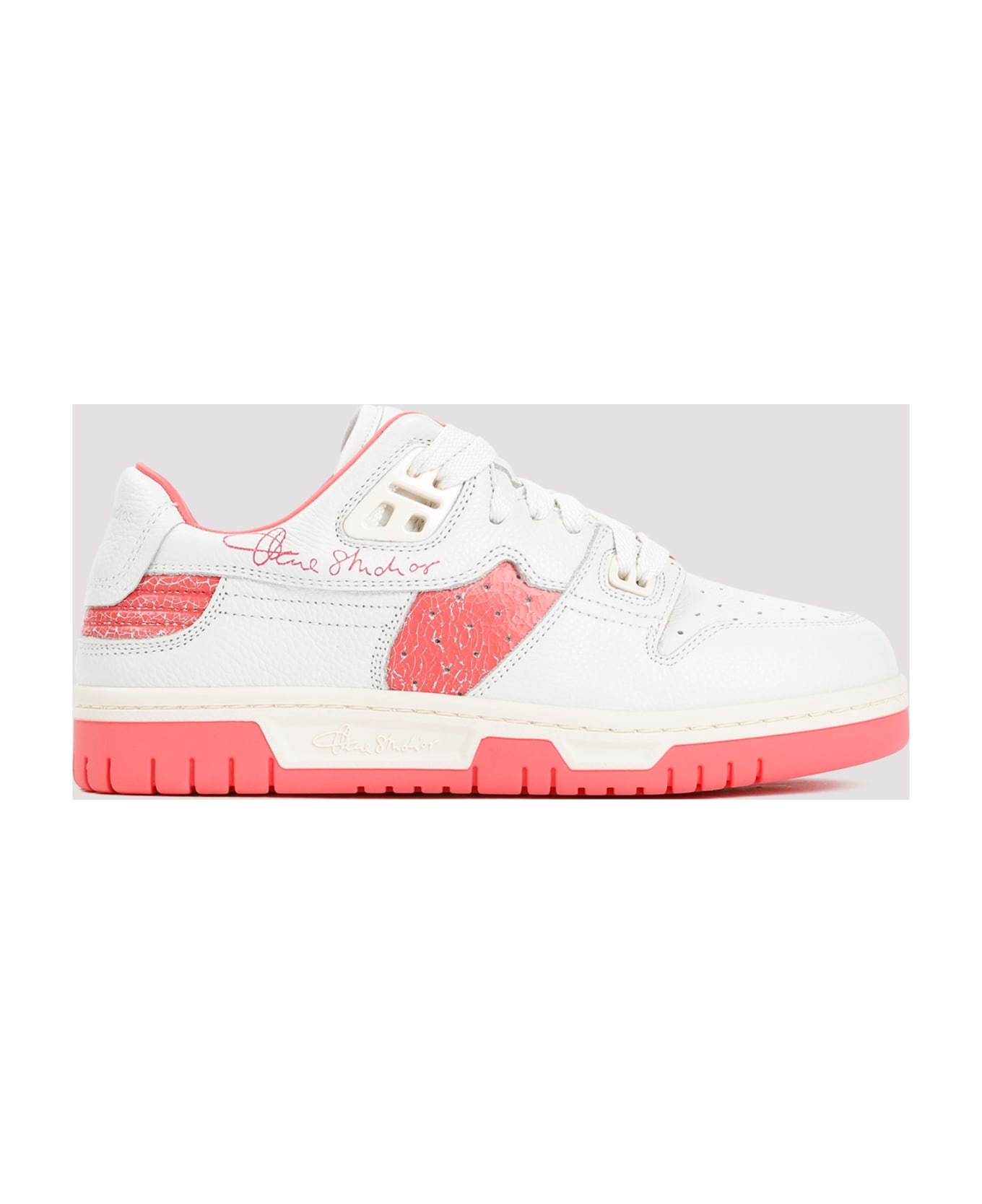 Acne Studios Low Top Leather Sneakers - Dna White Electric Pink