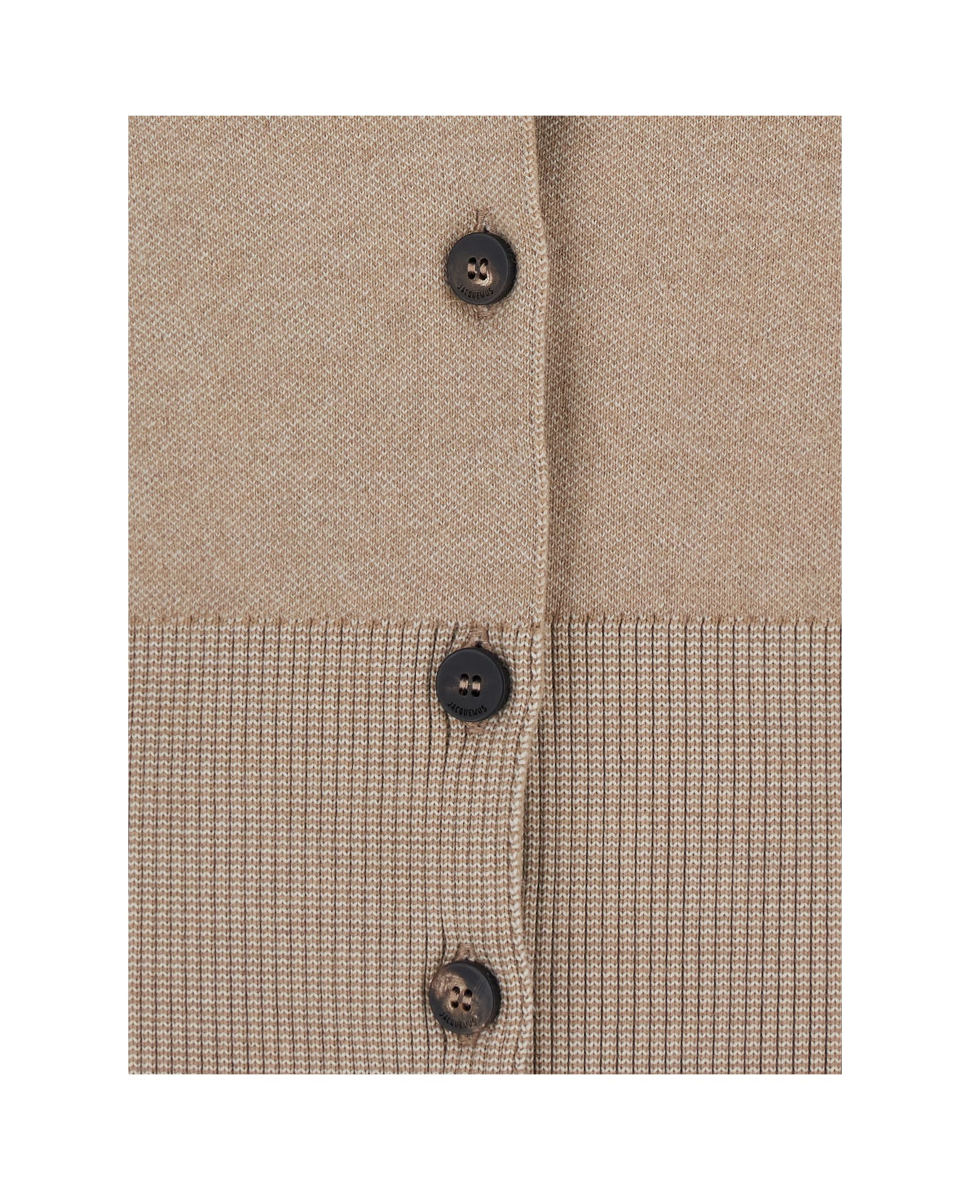 Jacquemus 
le Gilet Doppio
 Beige Cardigan With Round Neck And Ribbed Trims In Wool Blend Stretch Woman - Beige