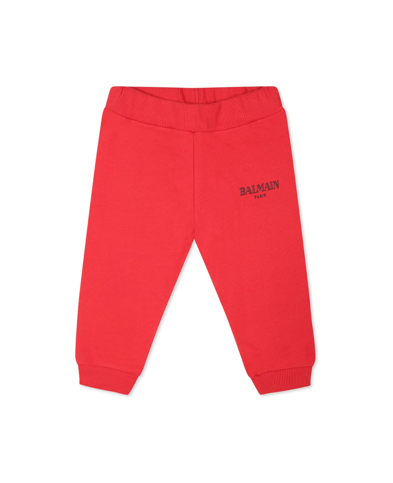 Balmain Red Trousers For Babykids With Logo - Red