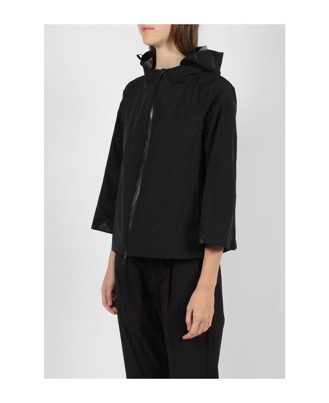 Herno Hooded Cape - Black