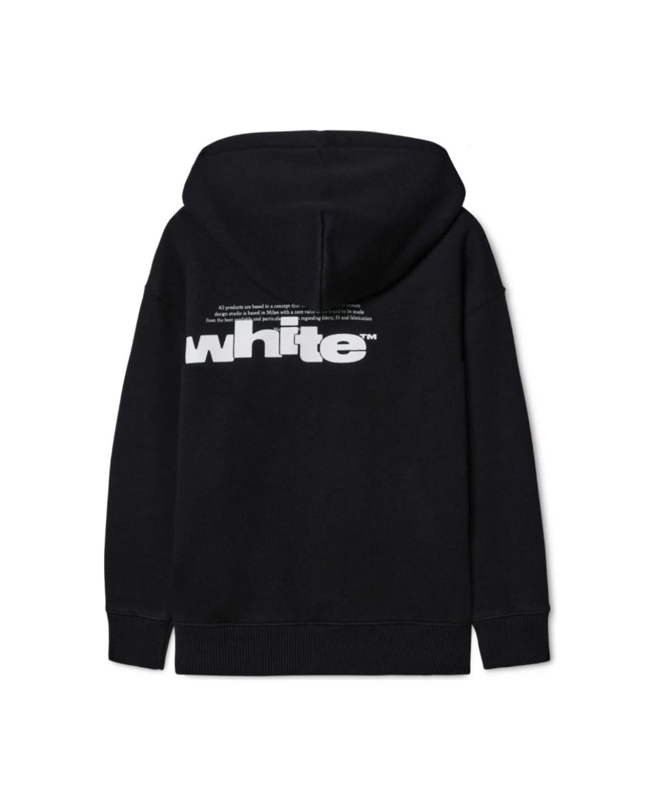 Off-White Black Hoodie With Logo Lettering On The Front In Cotton Boy - Black