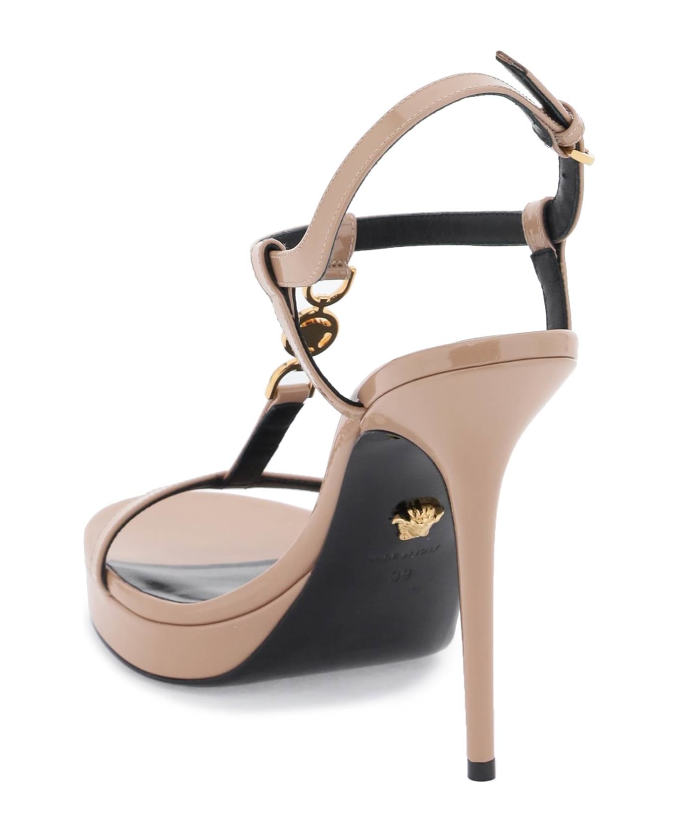 Versace Medusa '95 Patent Leather Sandals - BLUSH VERSACE GOLD サンダル