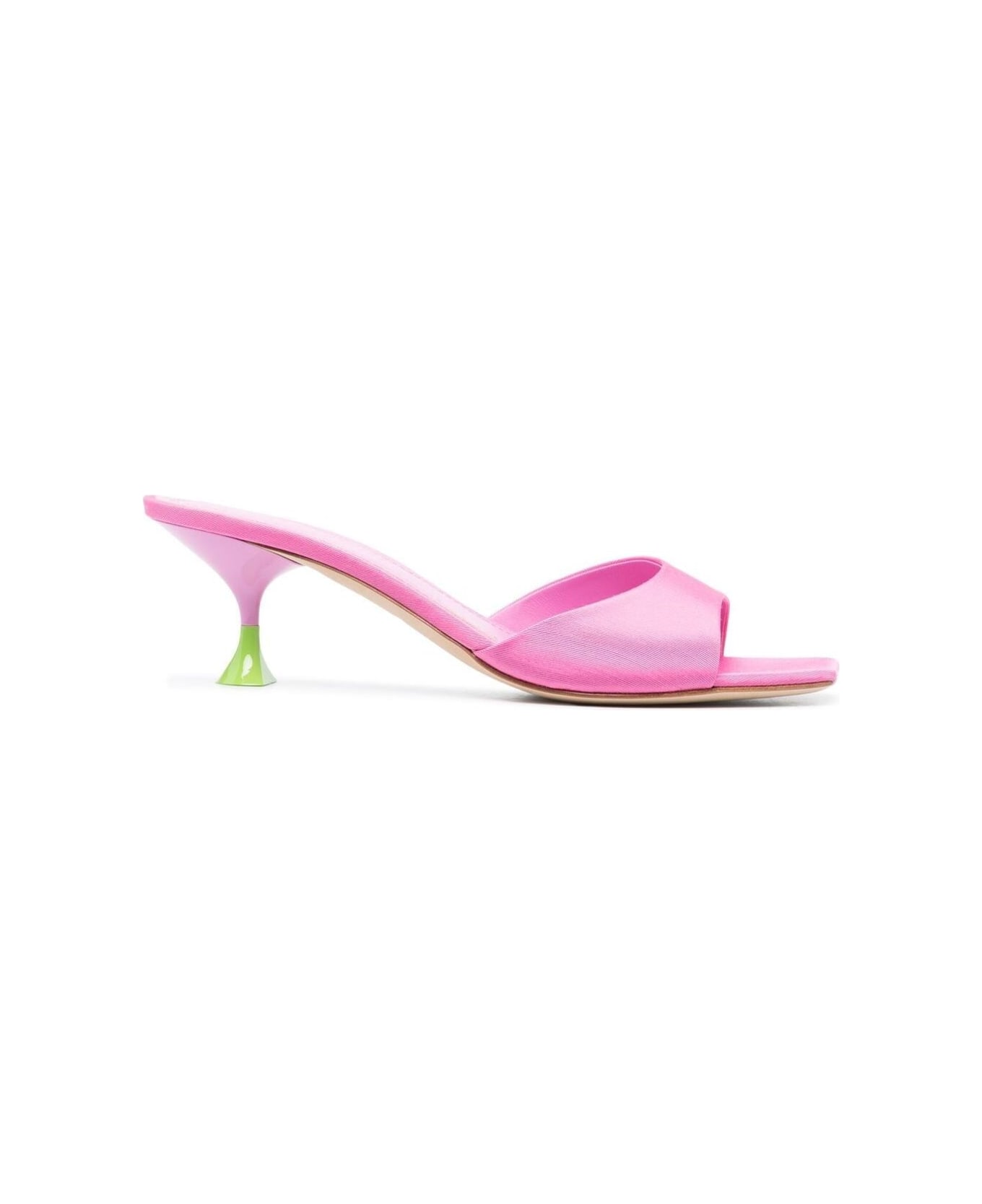 3JUIN 'kimi' Pink Sandals With Contrasting Enamelled Heel In Viscose Woman - Pink