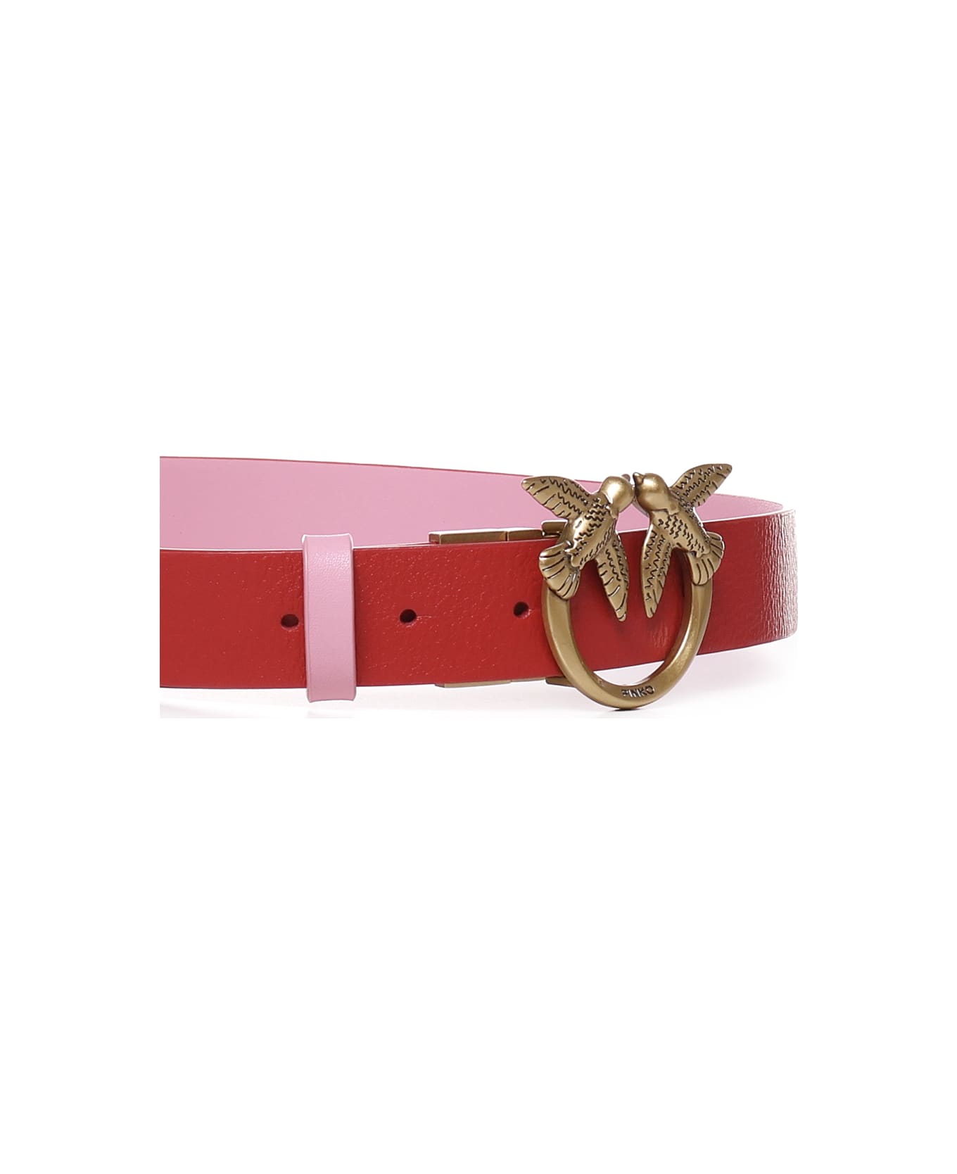 Pinko Love Bird Buckle Belt - Pink, red