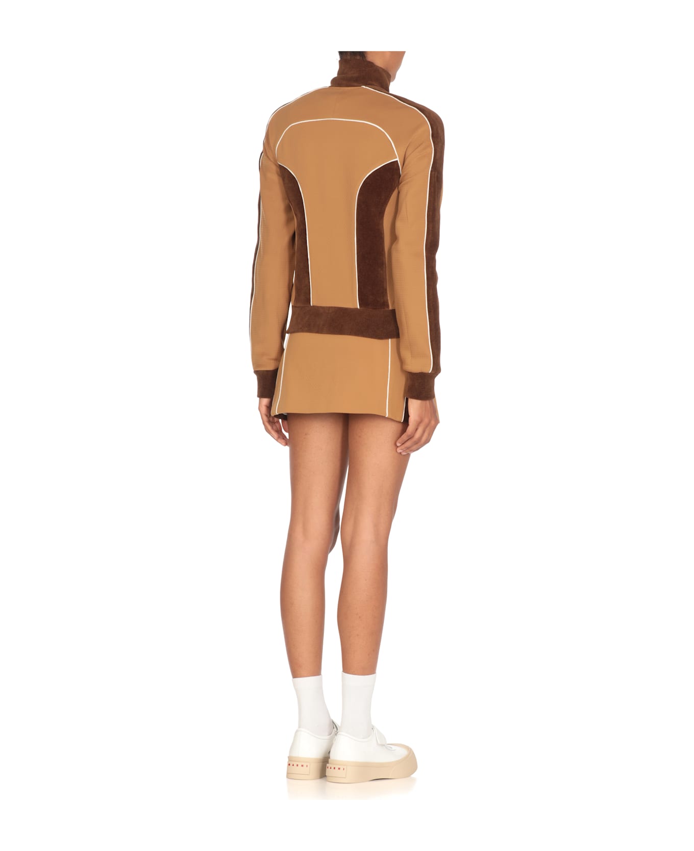 Casablanca Chenille Panelled Track Sweatshirt - Brown
