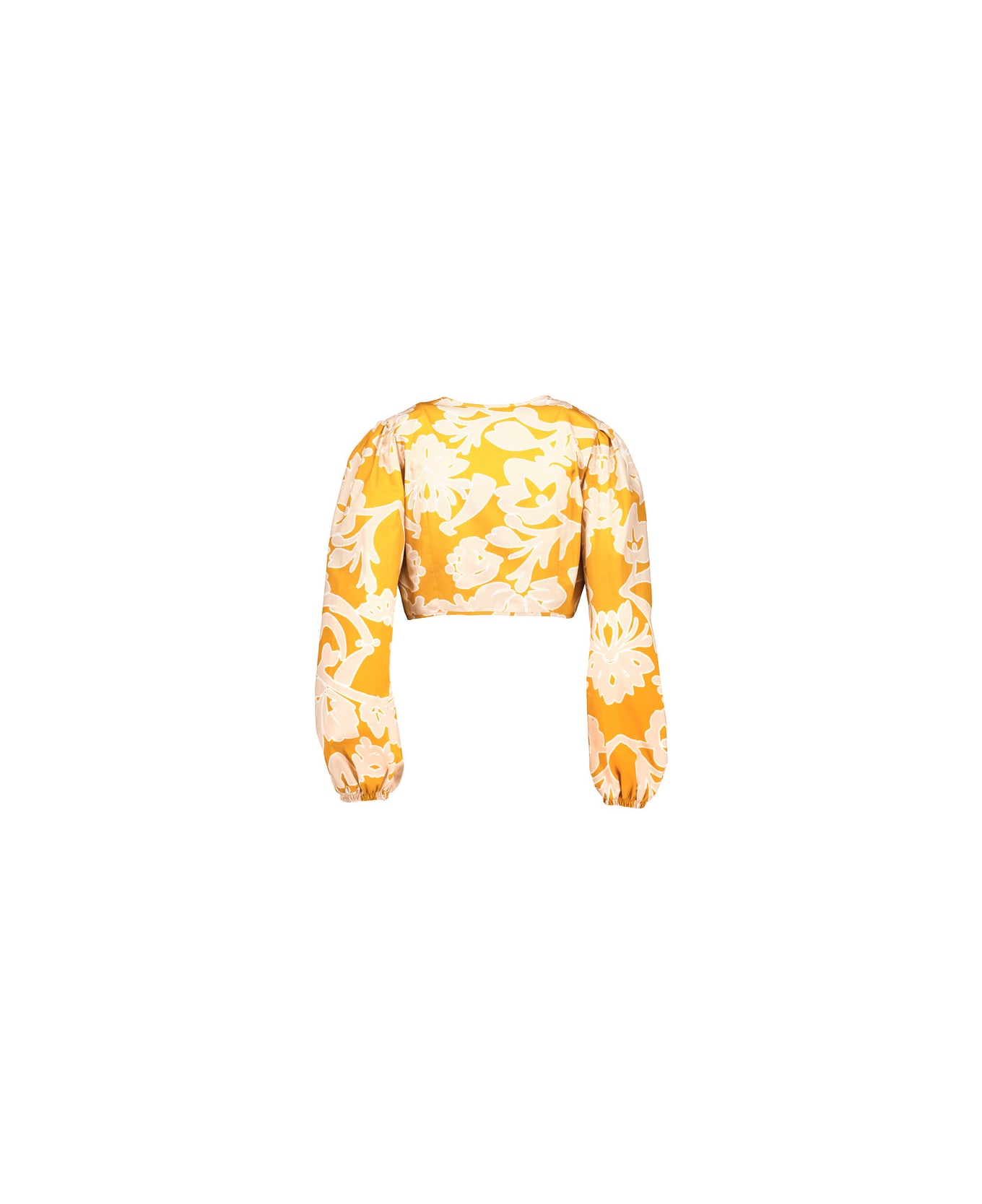 Amotea Susie In Flowered Ochre Cotton - Ochre