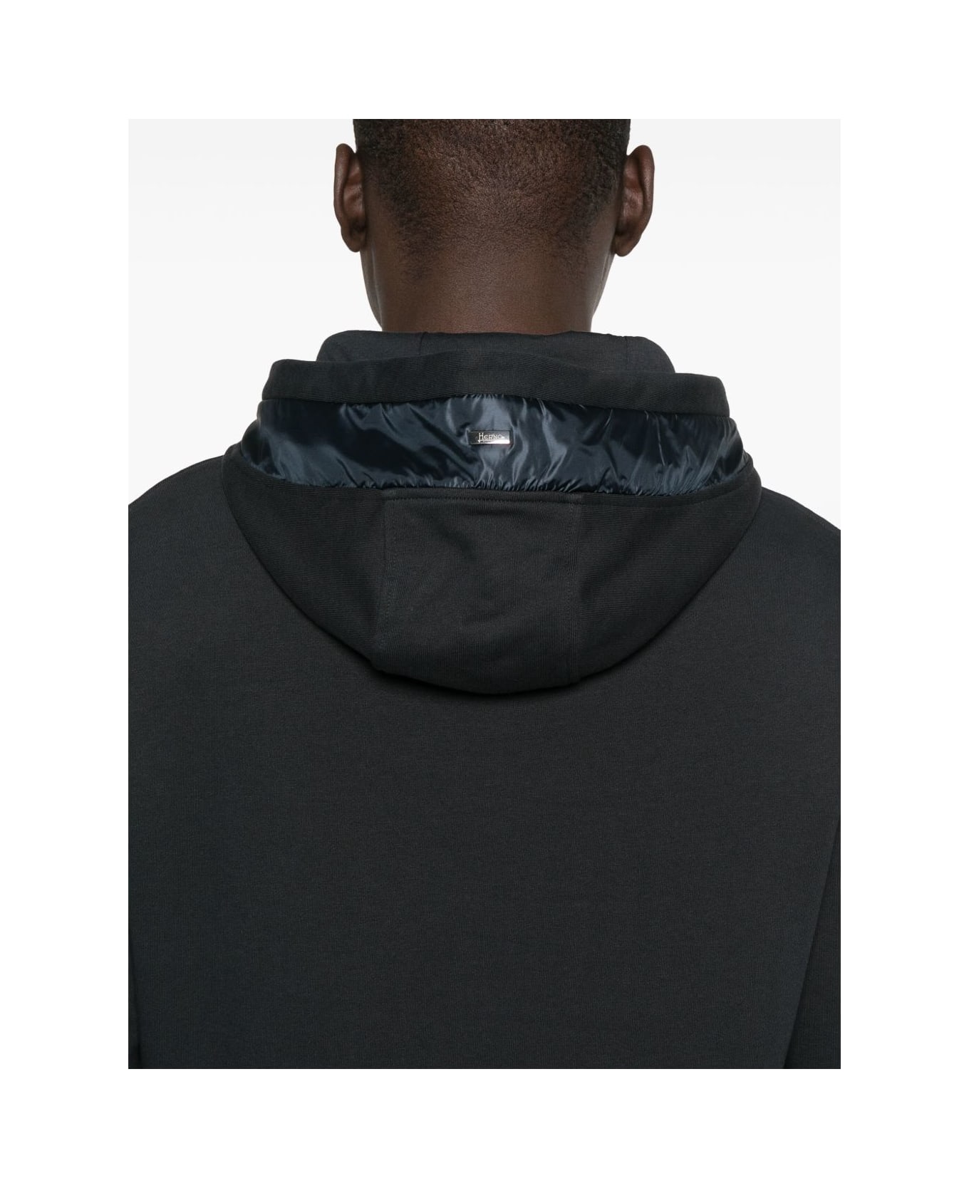 Herno Logo Cotton Hoodie - Blue