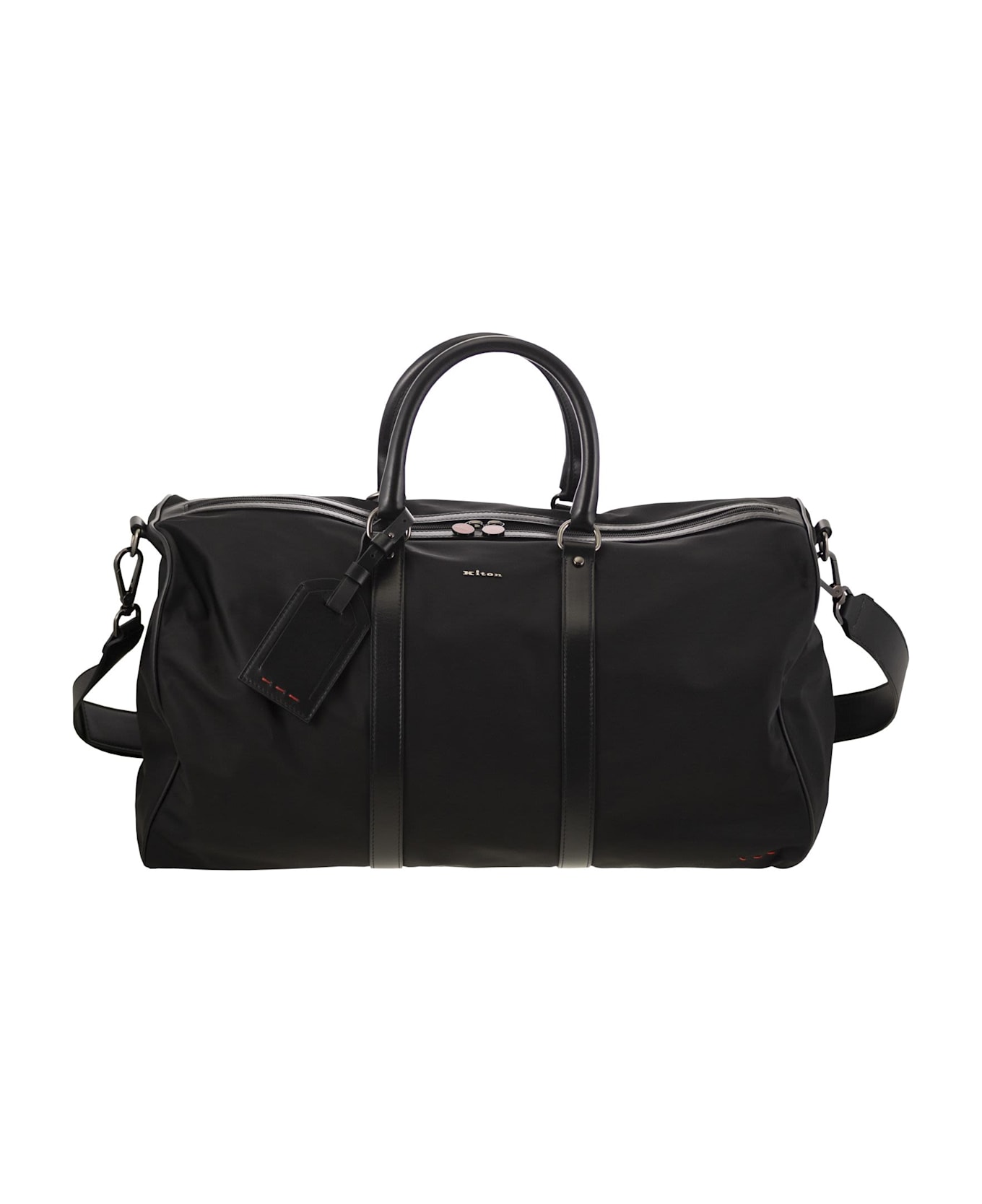 Kiton Duffel Bag With Leather Inserts - Black