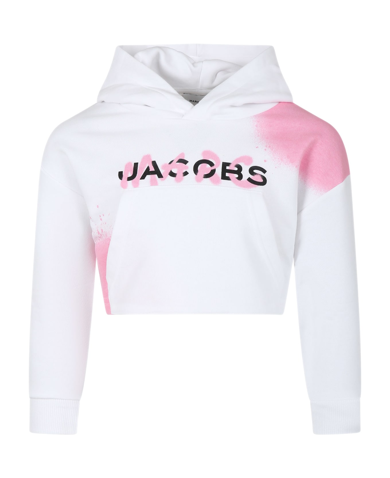 Little Marc Jacobs White Sweatshirt For Girl With Logo - P Bianco