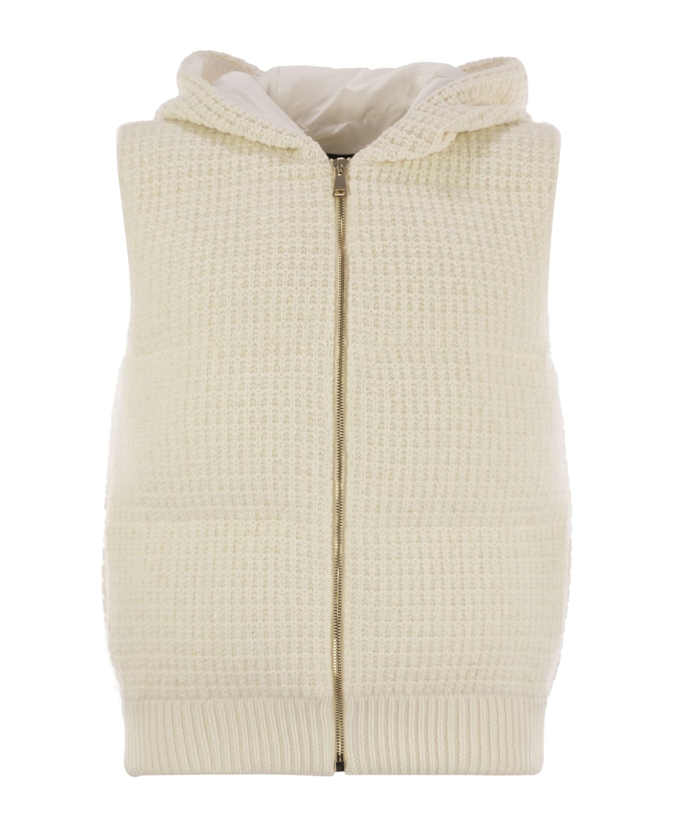 Fabiana Filippi Knitted Vest With Hood - WHITE