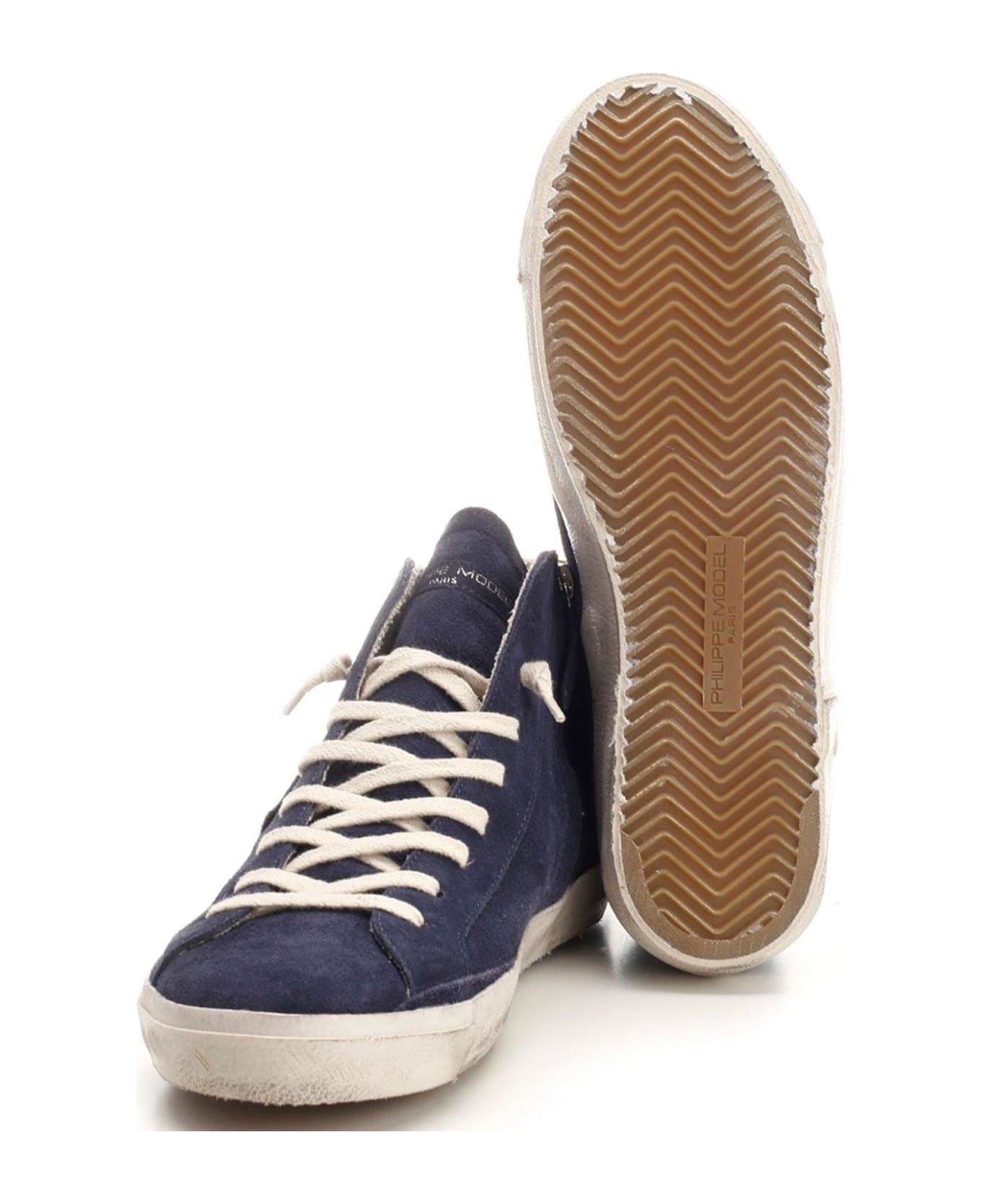 Philippe Model Logo-patch Lace-up Sneakers - Blu