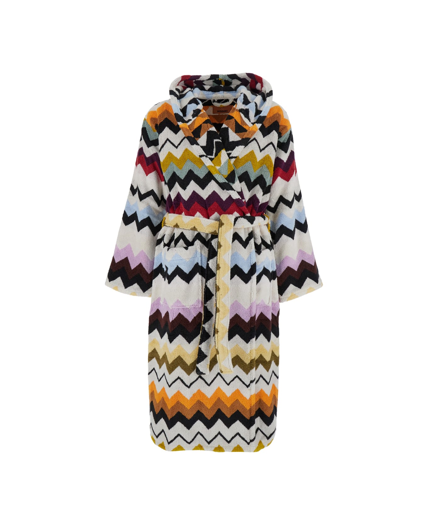 Missoni 
murrina
 Multicolor Bathrobe With Hood And All-over Zigzag Motif In Cotton Home - Multicolor