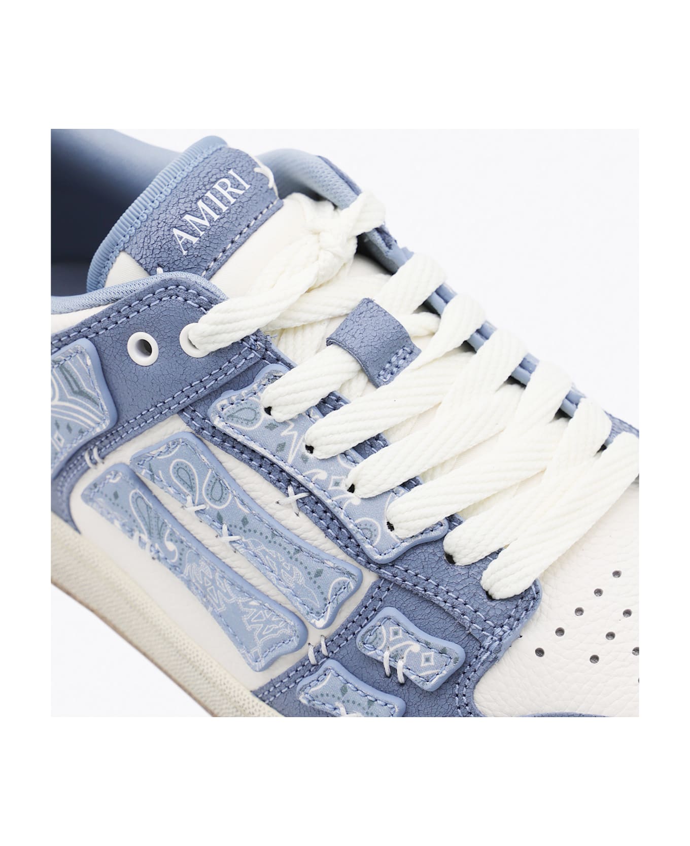 AMIRI Light Blue Leather Bandana Skel Low Top Sneakers