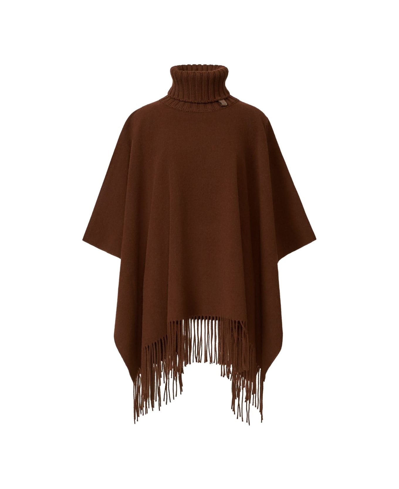 Fabiana Filippi Wool Poncho - Marrone scuro