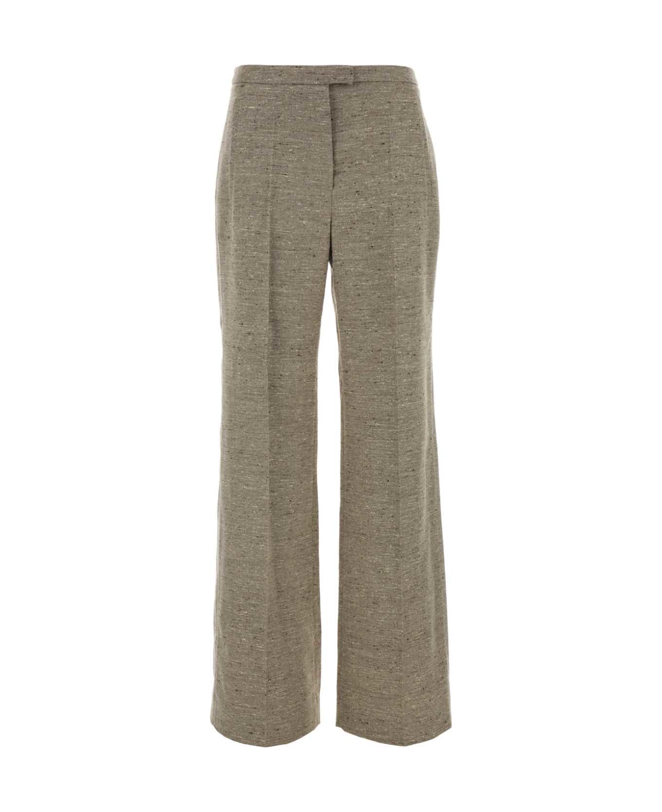 Magda Butrym Melange Dove Grey Silk Blend Pant - BEIGE