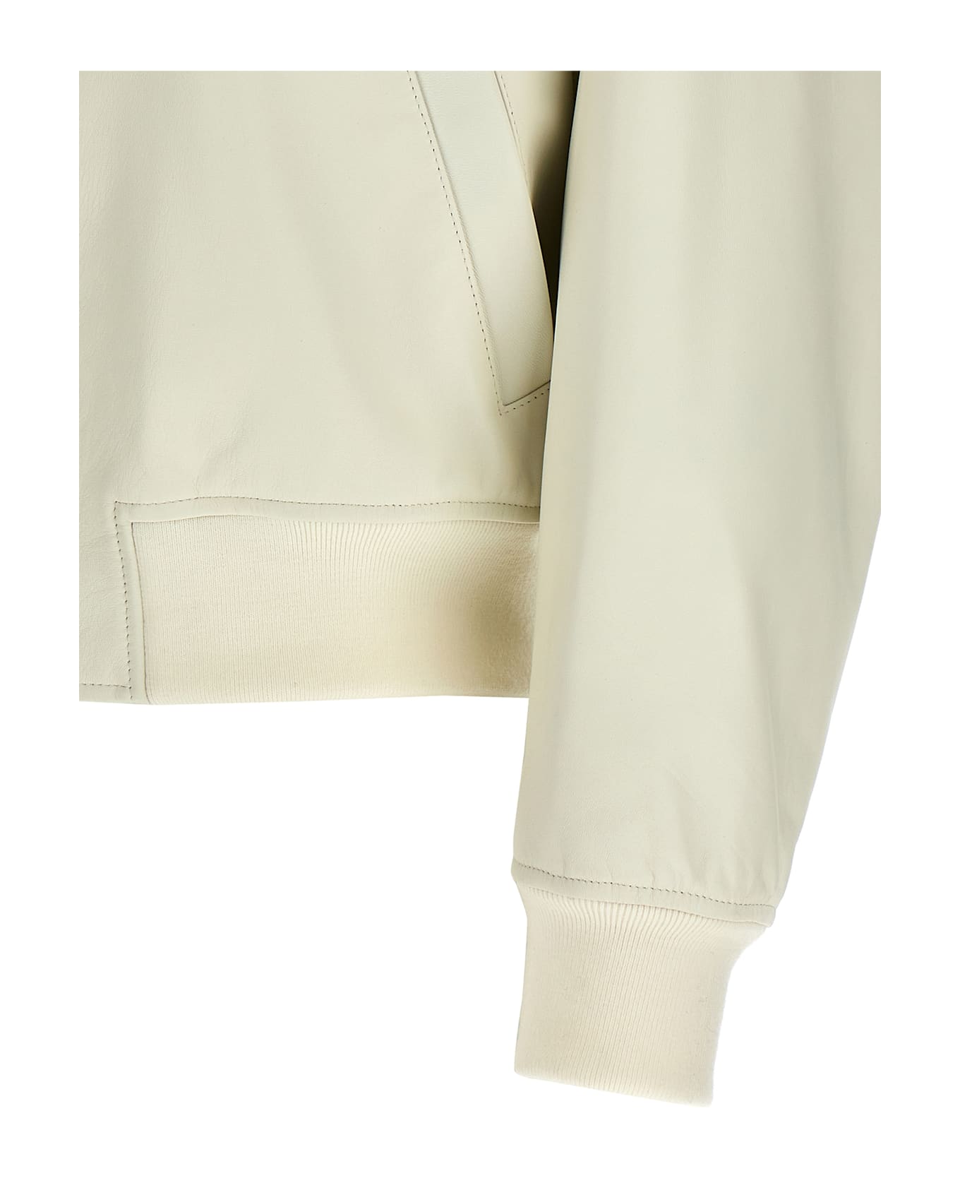 Jil Sander Leather Bomber Jacket - White