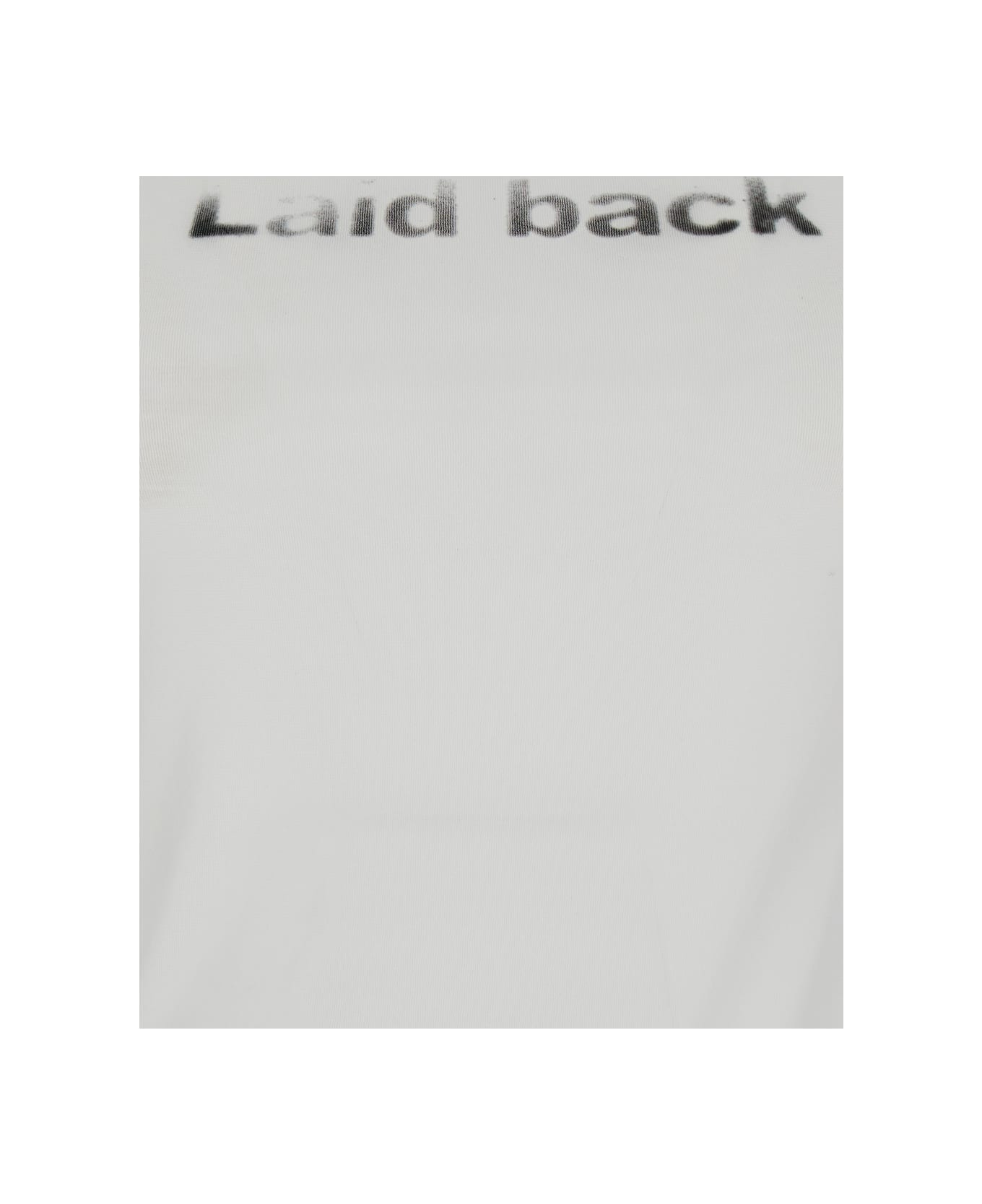 Low Classic 'laid Back' White Sleeveless Top With Round Neck And Print On The Front In Tech Fabric Woman - White