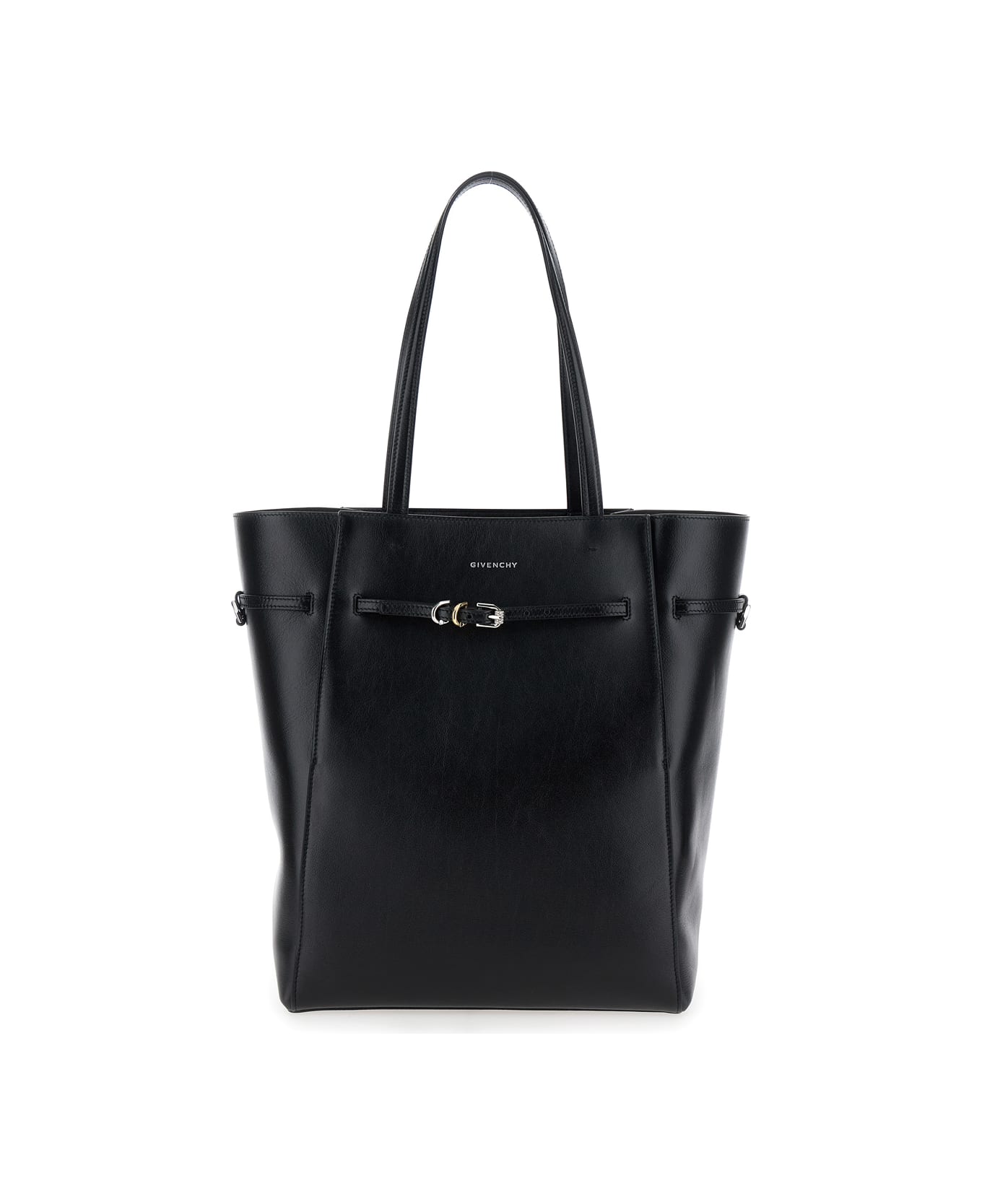 Givenchy 'voyou Medium' Black Tote Bag With Belt Detail In Leather Woman - Black