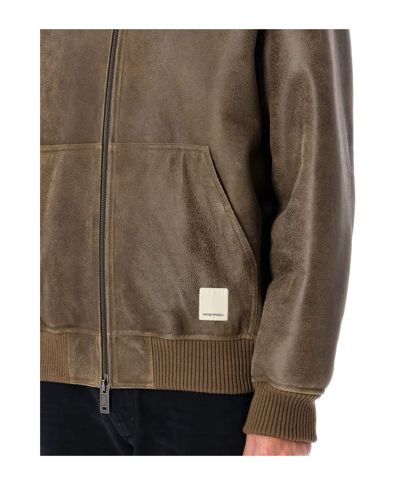 Emporio Armani Lamb Shearling Oversized-fit Blouson - BEIGE