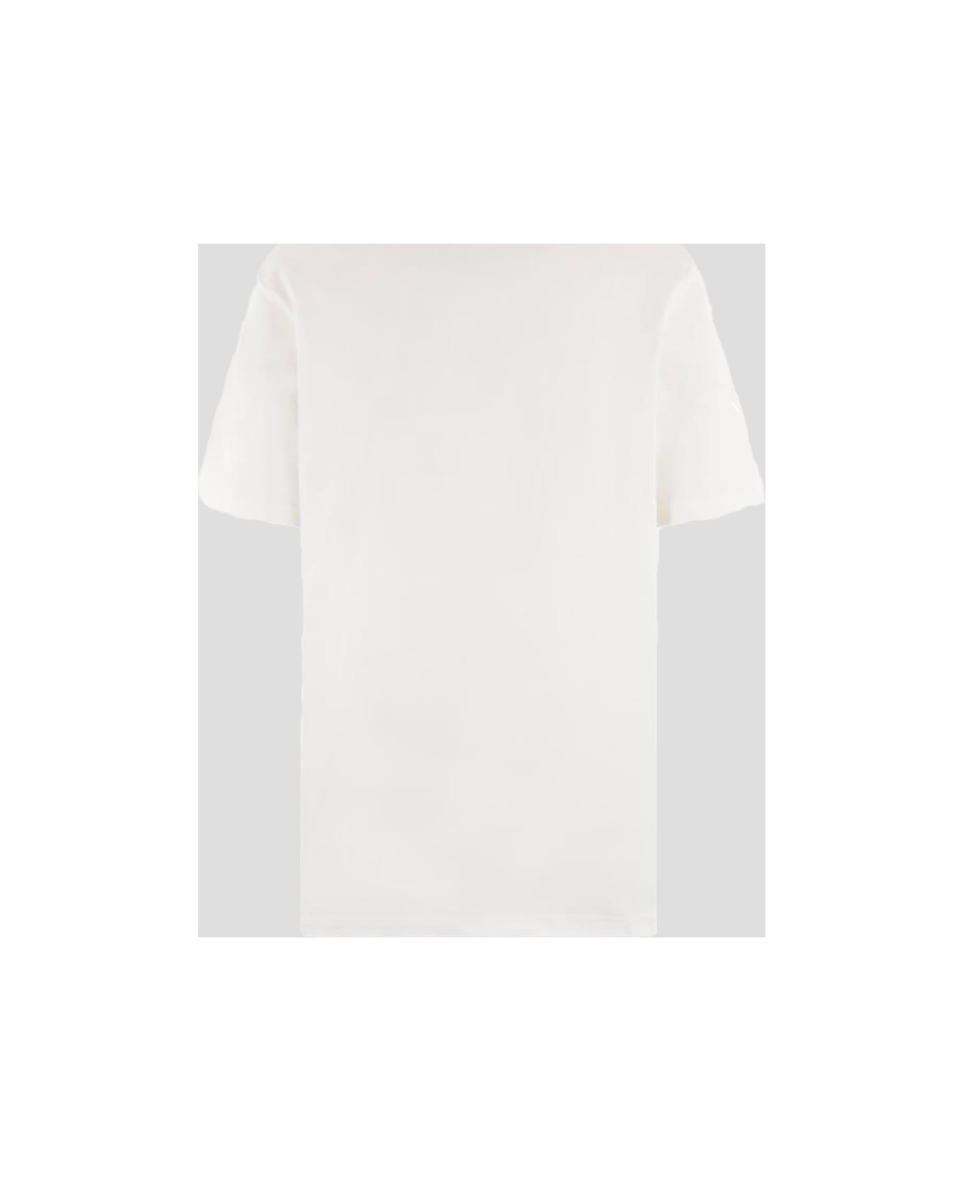 Jil Sander White And Black Cotton T-shirt - PORCELAIN