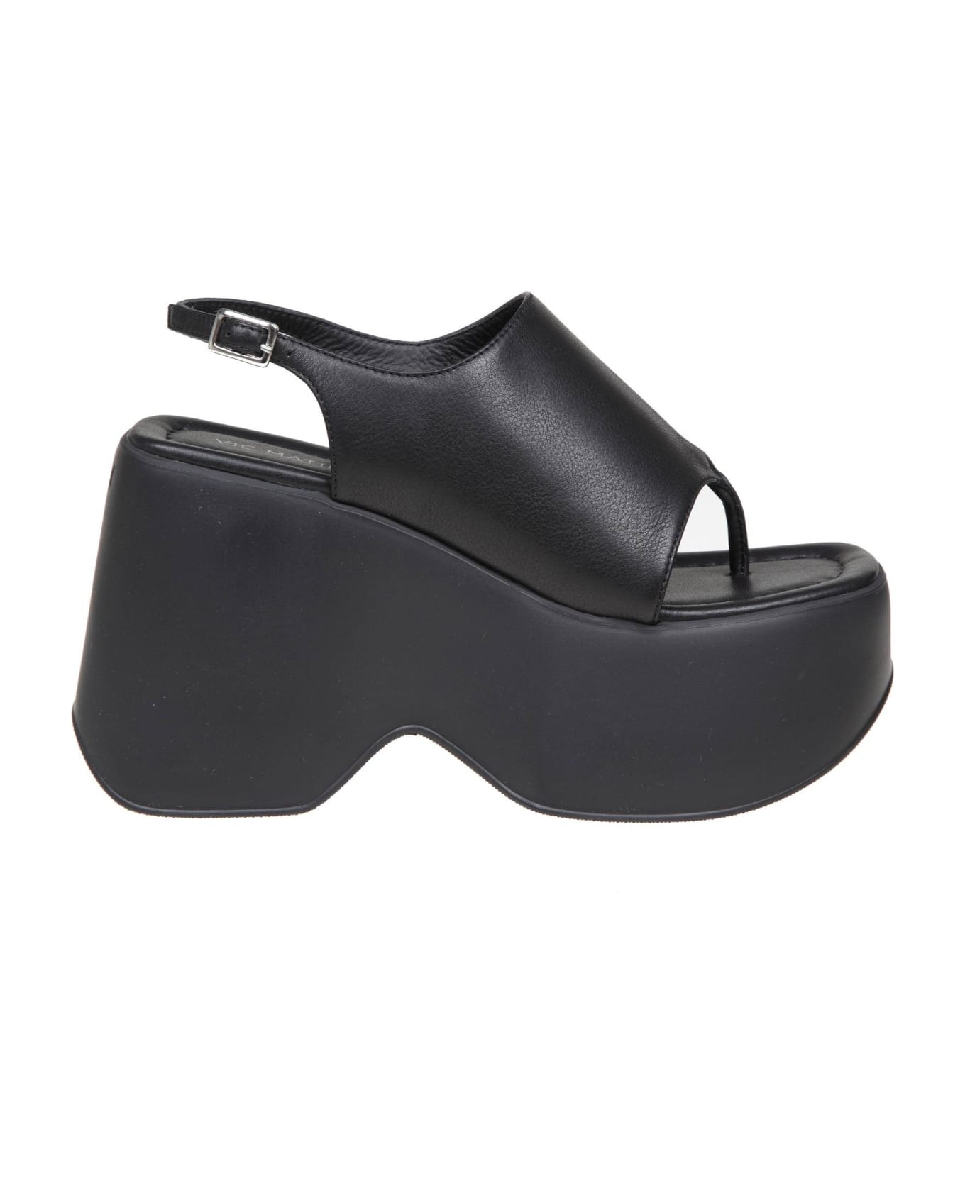 Vic Matié ' Black Leather Thong Sandals - Black