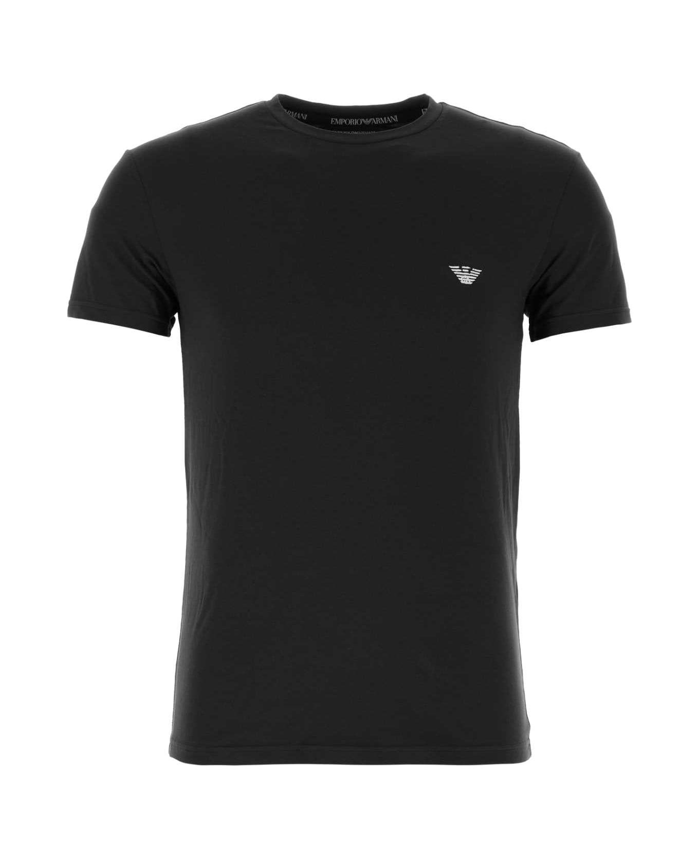 Emporio Armani Black Stretch Cotton T-shirt - 00020 シャツ