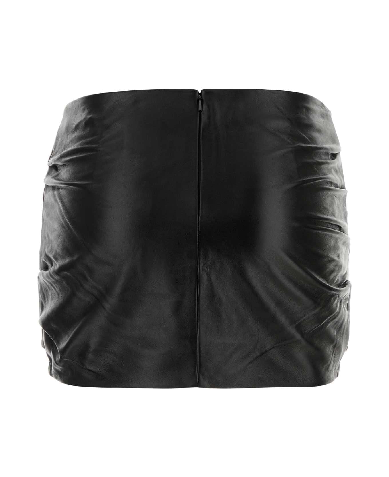 Isabel Marant Black Leather Chani Mini Skirt - BLACK
