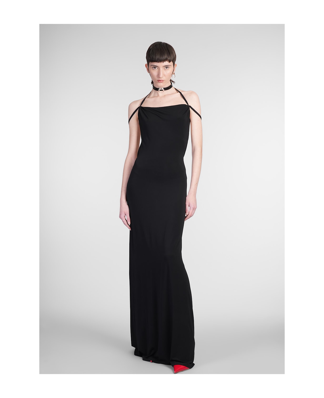 Marine Serre Long Dress In Black Viscose - black
