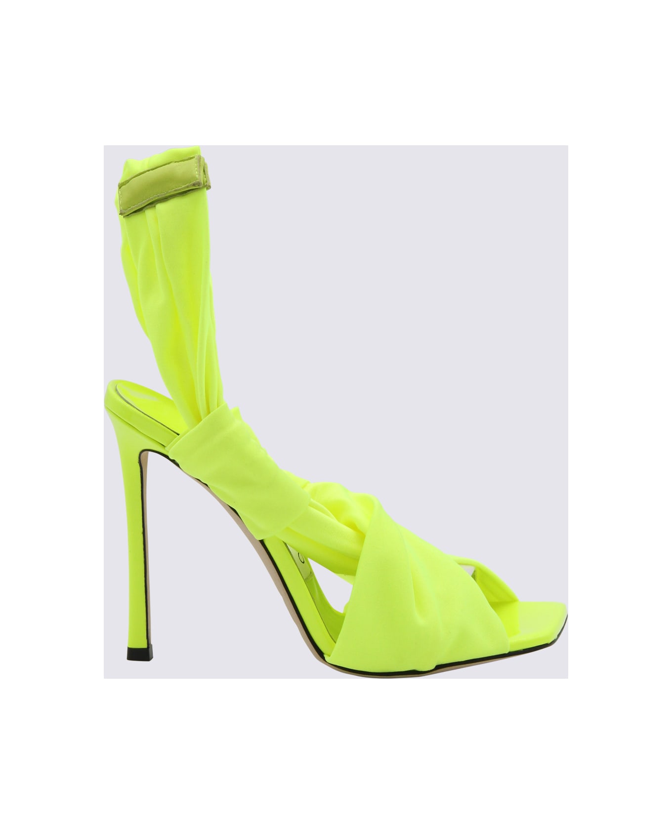 Jimmy Choo Green Neon Apple Leather Glossy Jersey Sandals - NEON GREEN サンダル