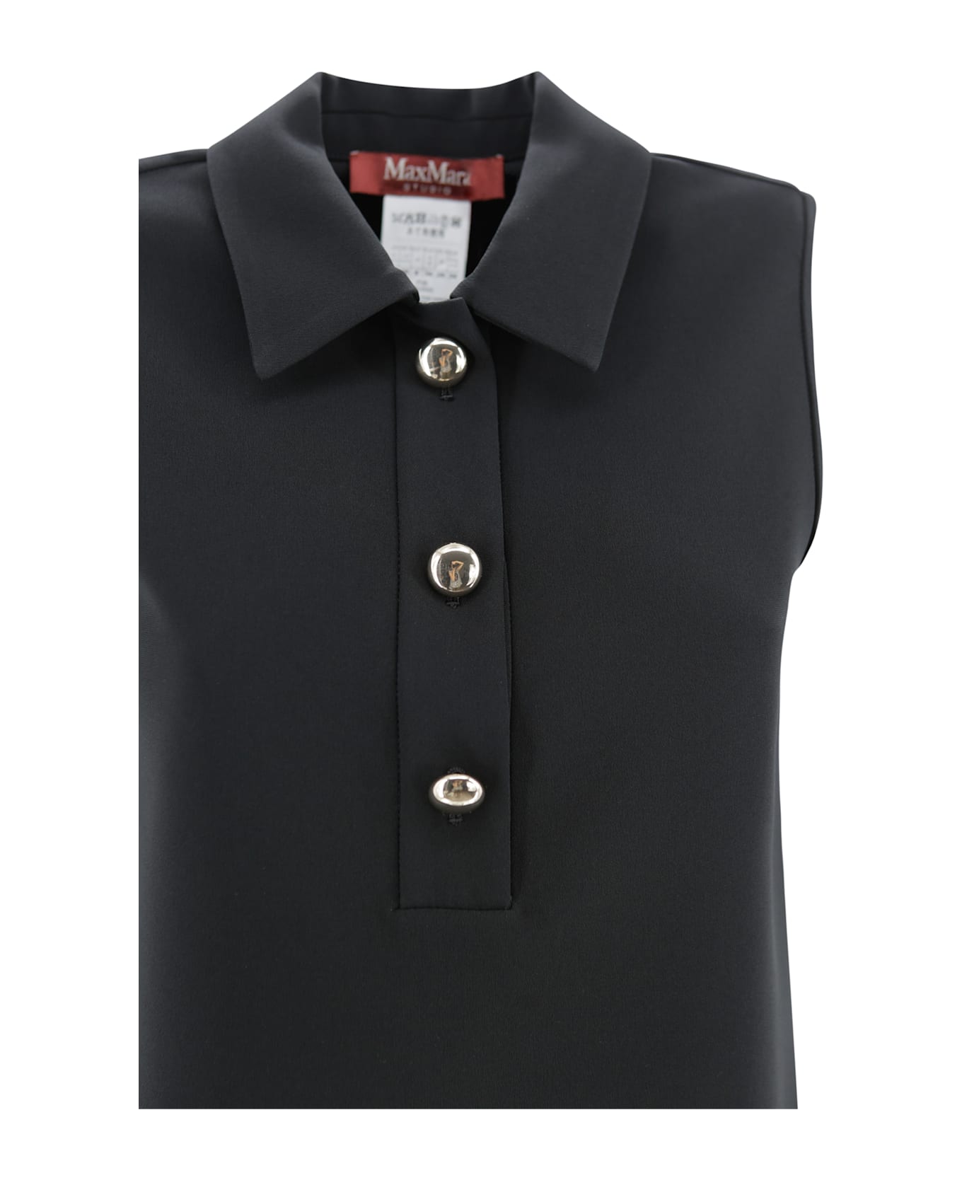 Max Mara Studio Polo Blouse In Cady - Black