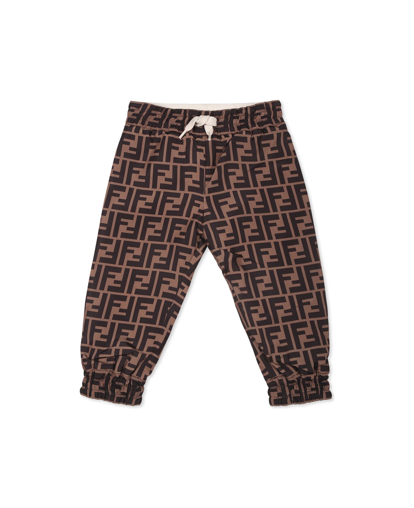 Fendi Beige Trousers For Bbay Boy With Ff - Beige