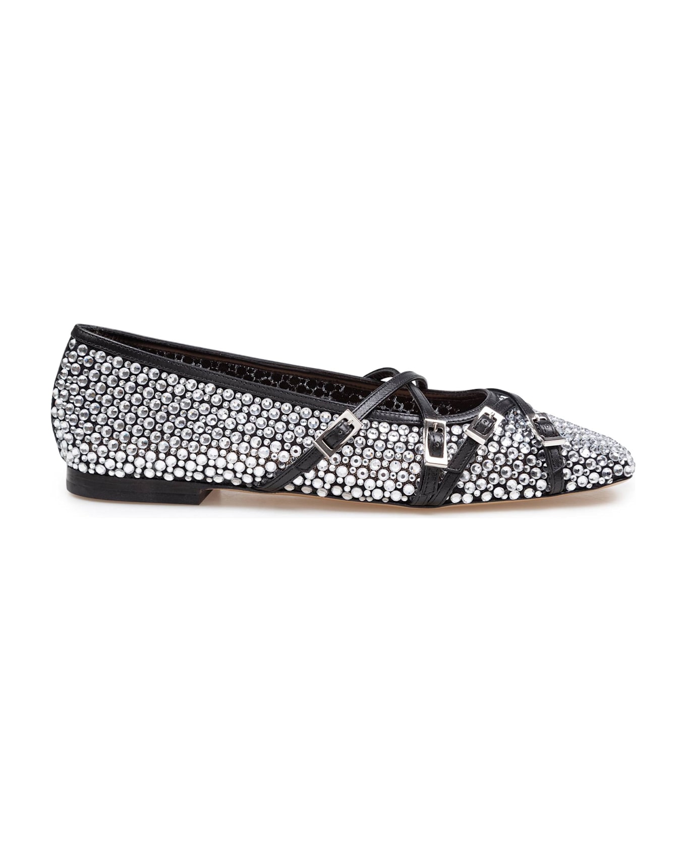 Mach & Mach Mesh Ballerina With Applied Crystals - Black