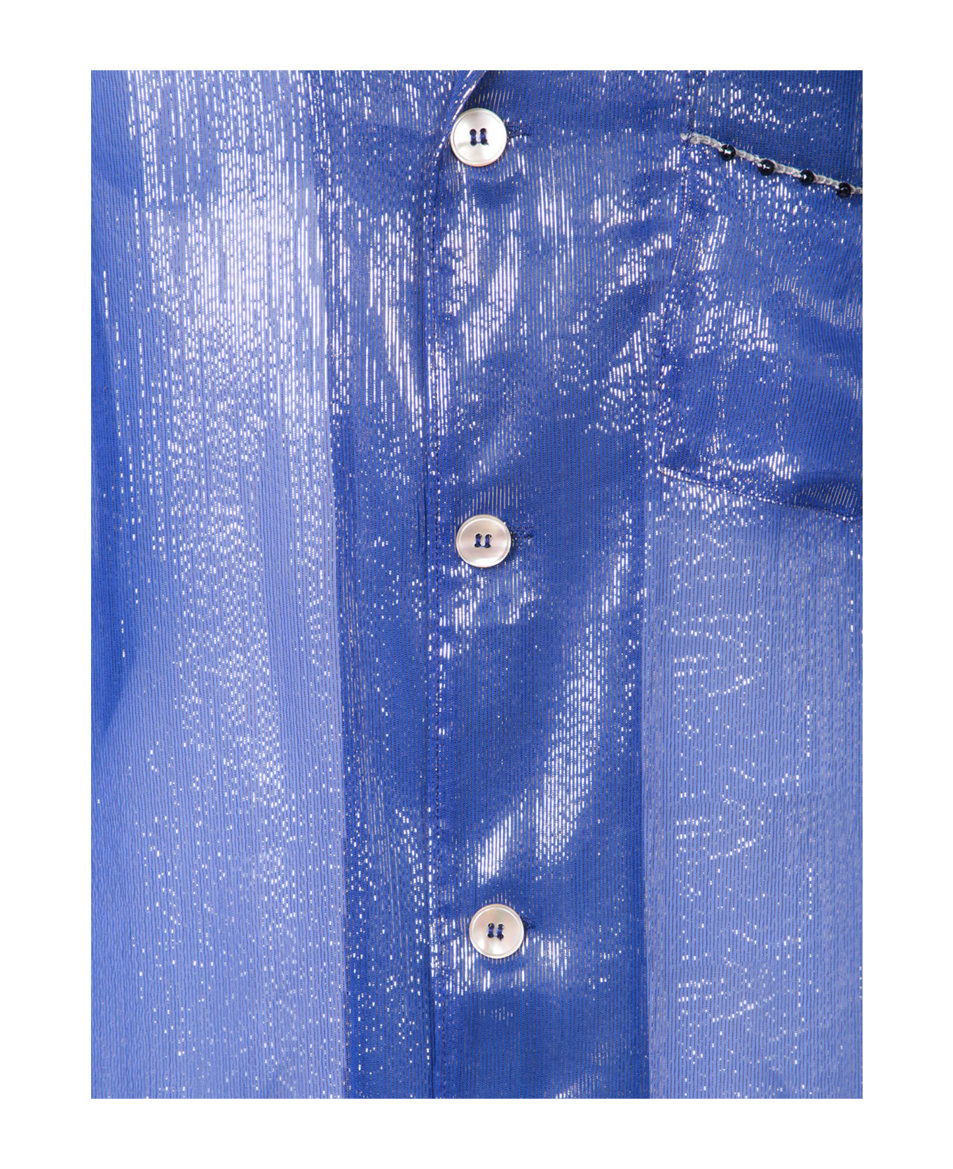 Forte_Forte Celeste Lurex Chiffon Shirt - Blue