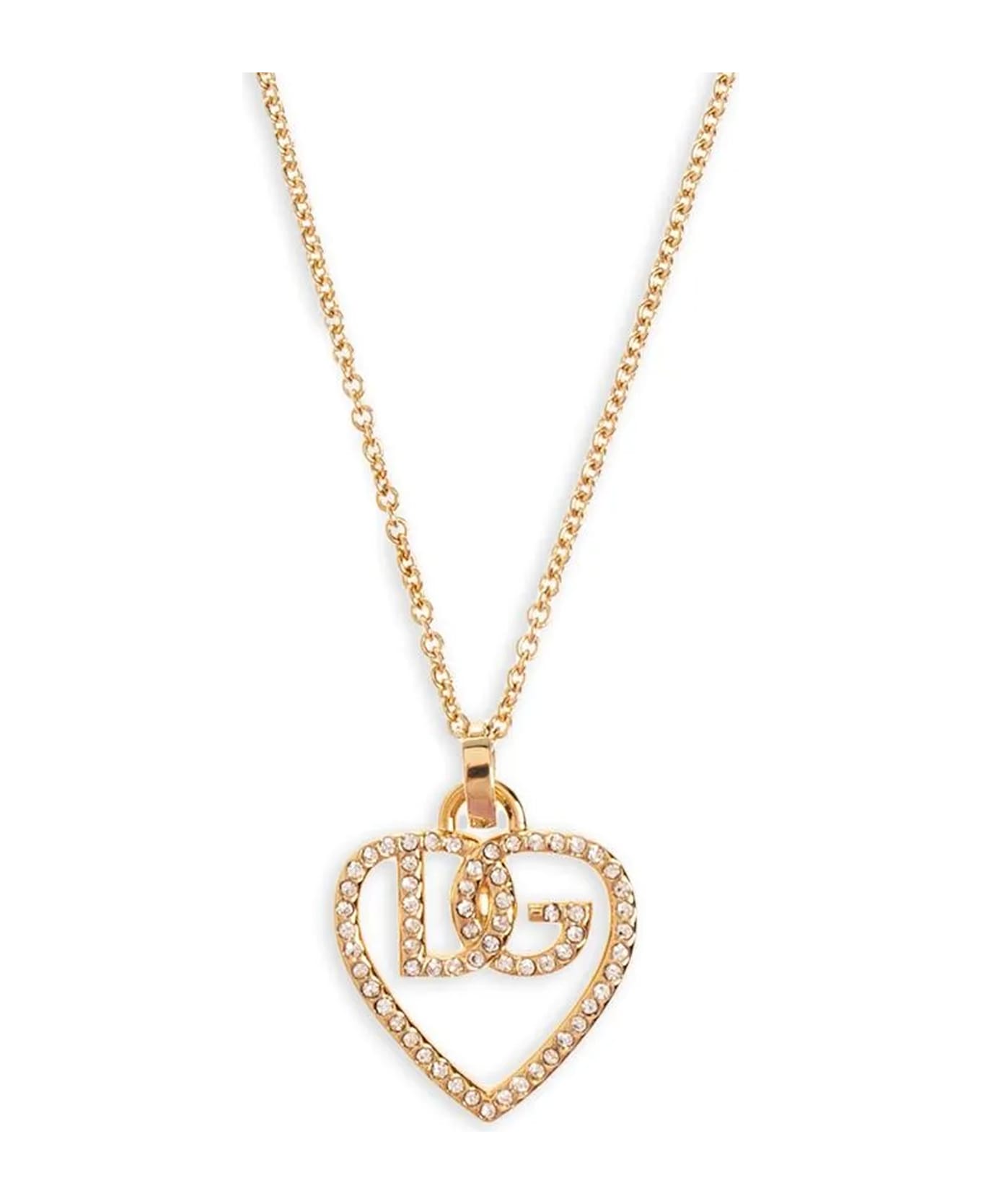 Dolce 
Gabbana Strass Logo Necklace - Gold