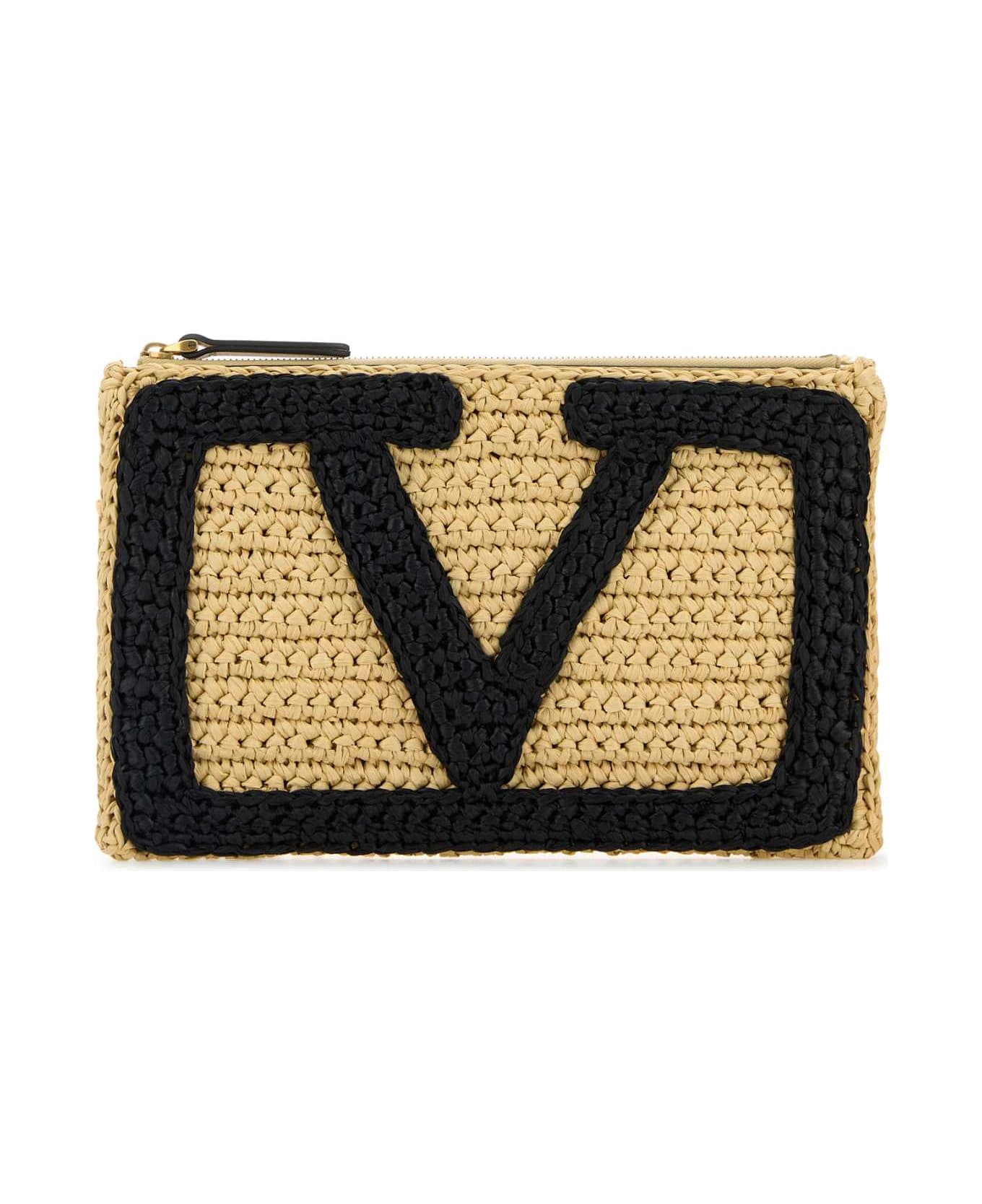 Valentino Garavani Raffia Viva Superstar Clutch - NATURALENERO