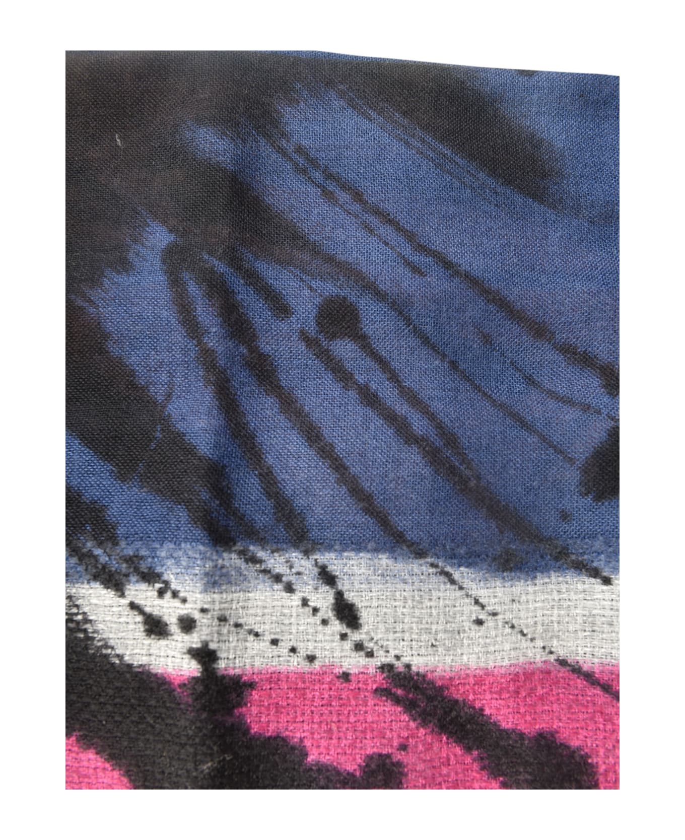 Faliero Sarti Fringe Edges Printed Scarf - Black/Brown/Blue
