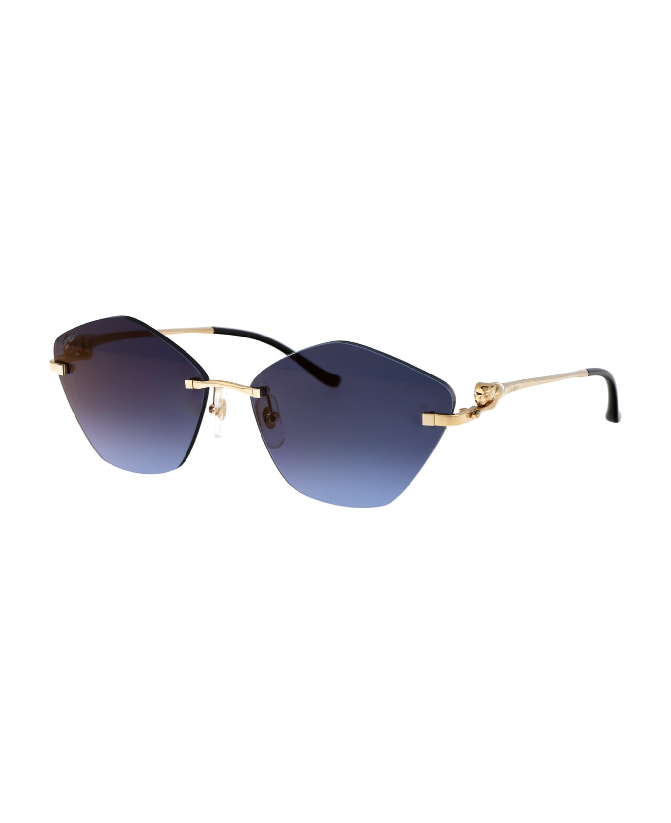 Cartier Eyewear Ct0429s Sunglasses - 004 GOLD GOLD BLUE サングラス
