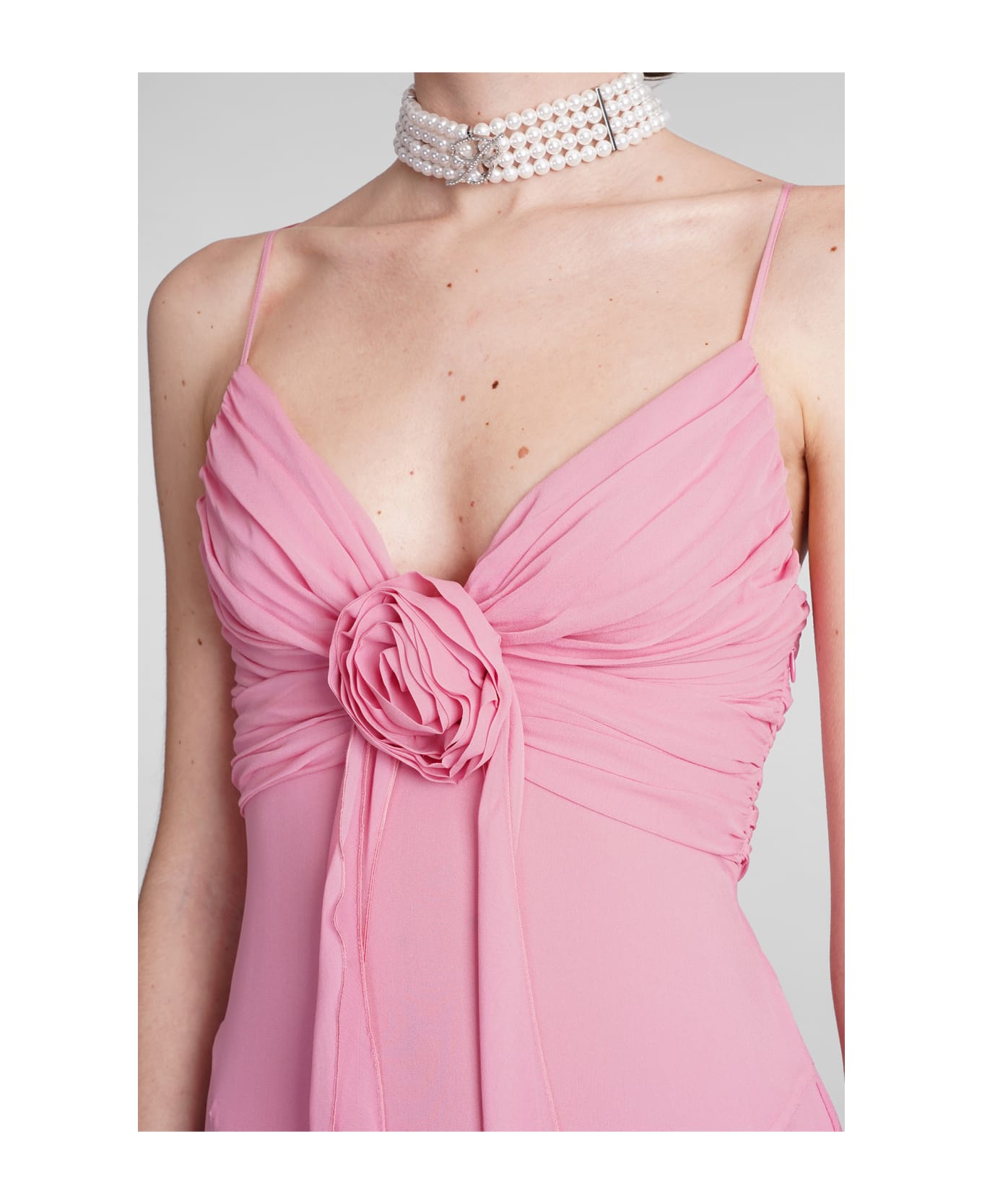 Blumarine Dress In Rose-pink Silk - rose-pink