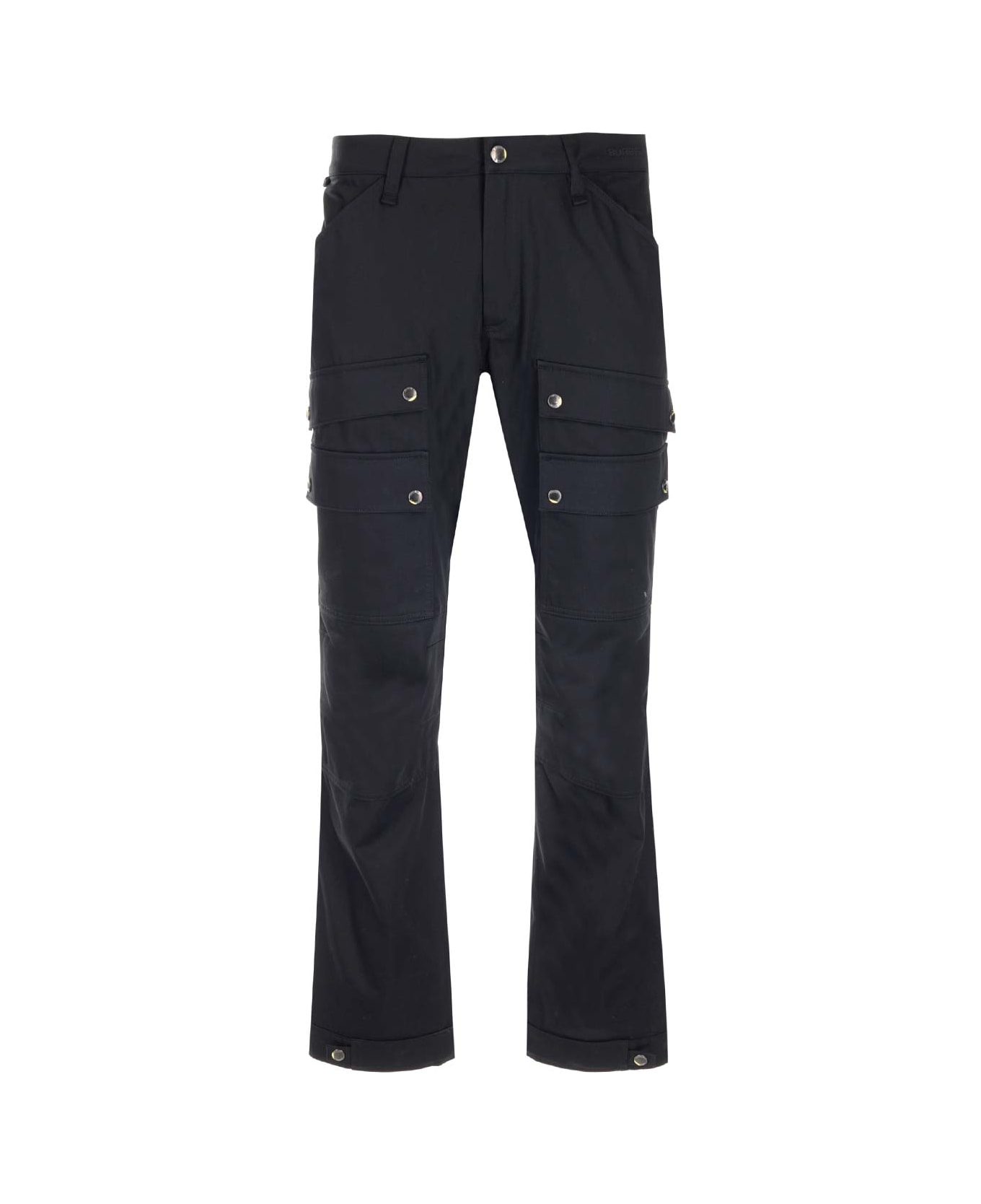 Burberry Cargo Trousers With Embroidered Logo - Black