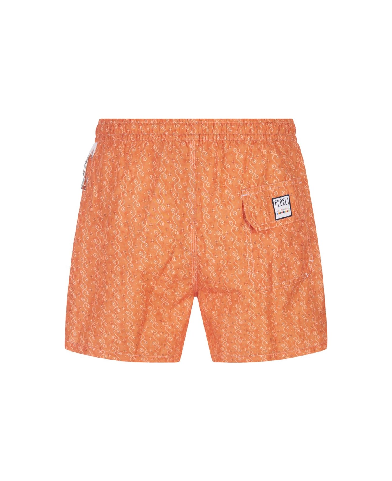 Fedeli Orange Swim Shorts With Micro Pattern - Orange スイムトランクス